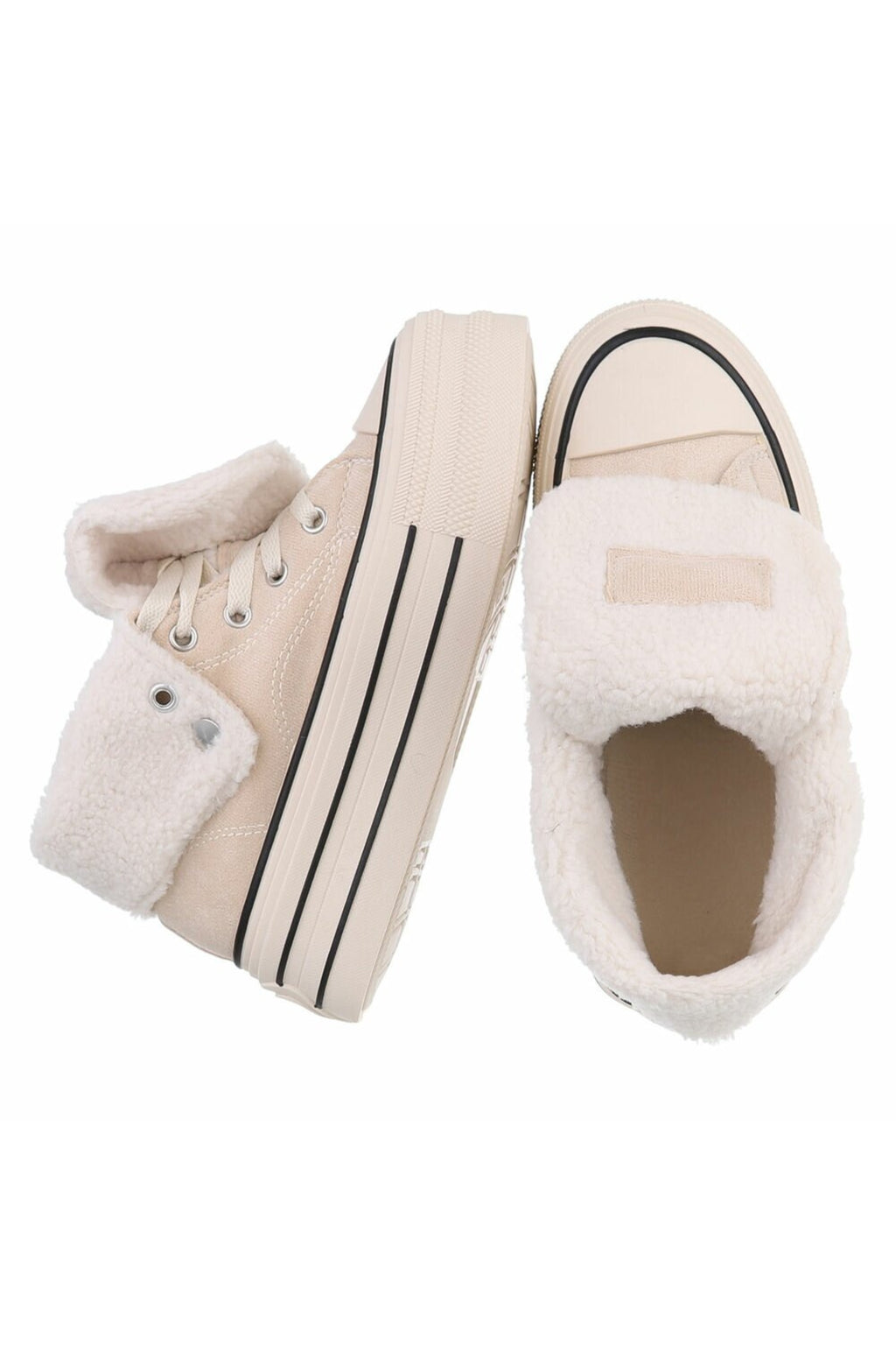 Teddy High-Top Plateau Sneaker in beige