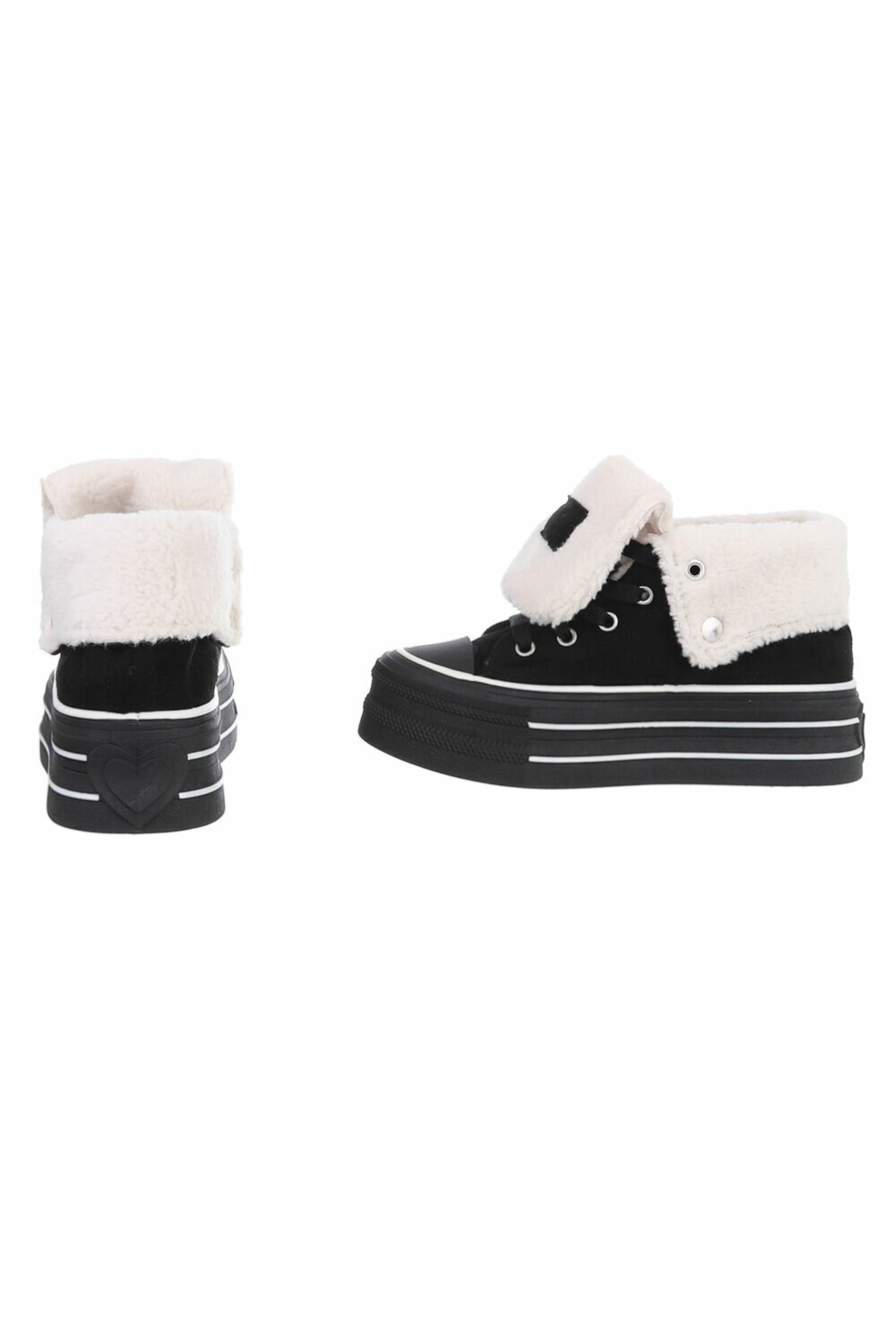 Teddy High-Top Plateau Sneaker in schwarz