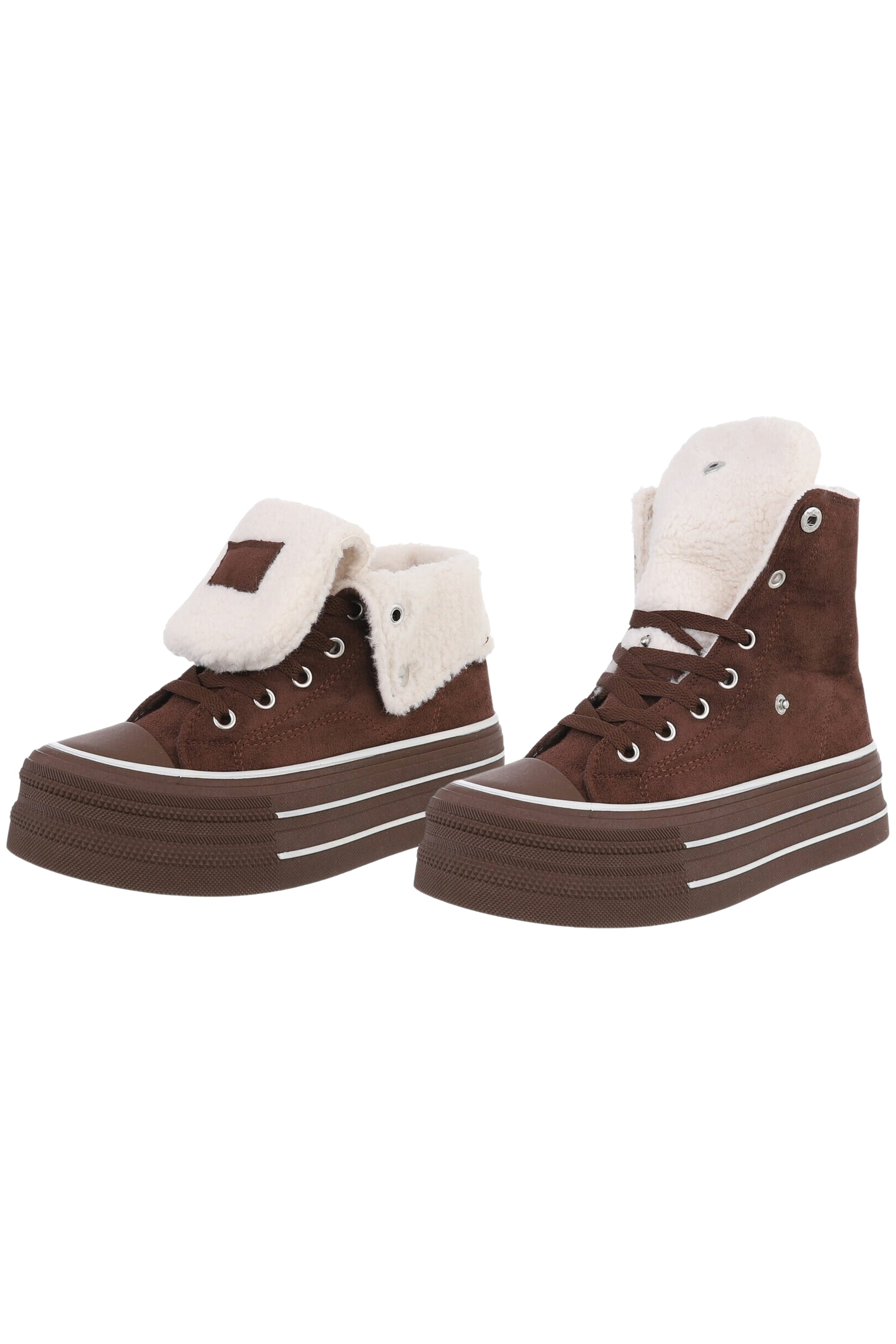 Teddy High-Top Plateau Sneaker in braun