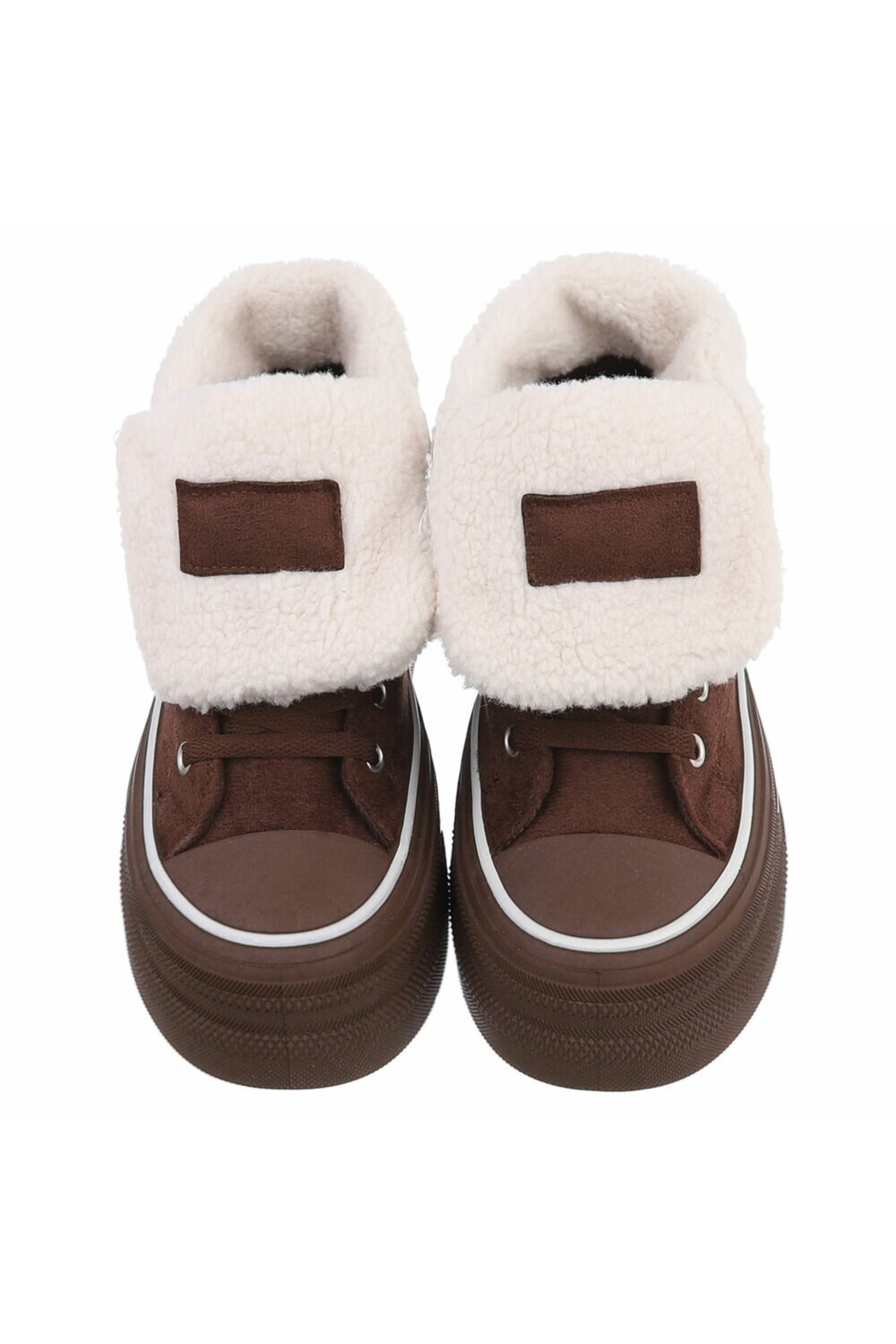 Teddy High-Top Plateau Sneaker in braun
