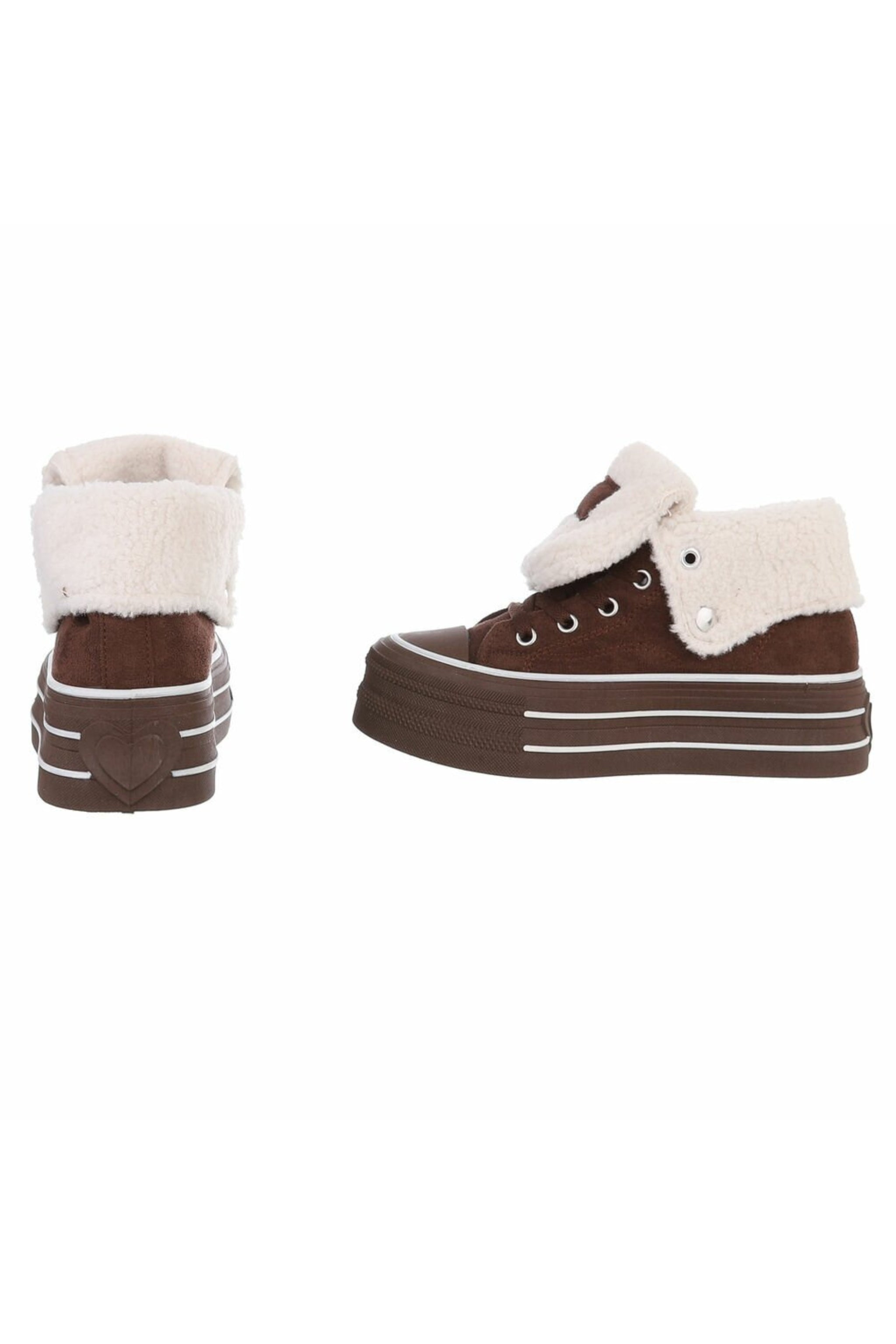 Teddy High-Top Plateau Sneaker in braun