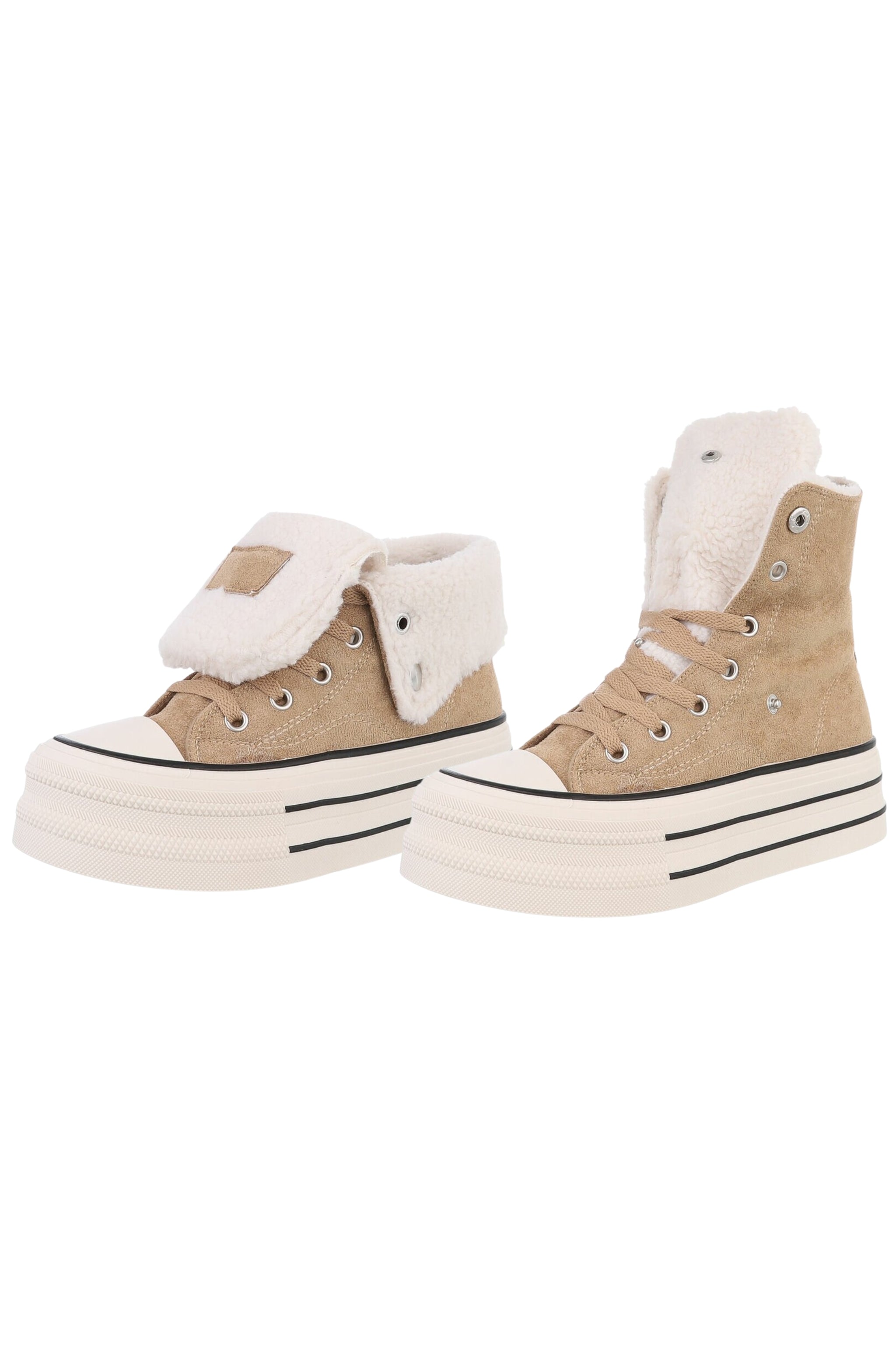Teddy High-Top Plateau Sneaker in camel