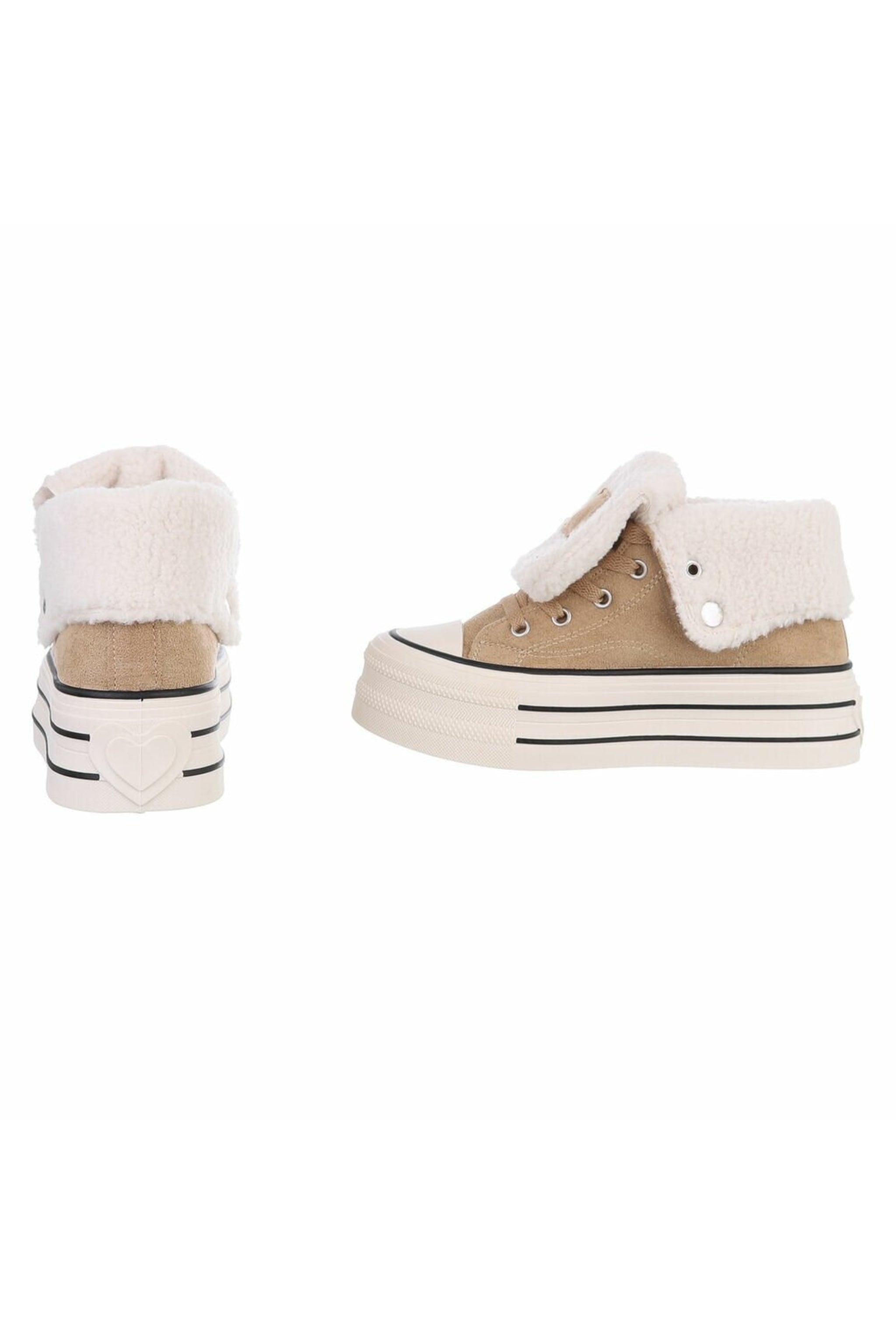 Teddy High-Top Plateau Sneaker in camel