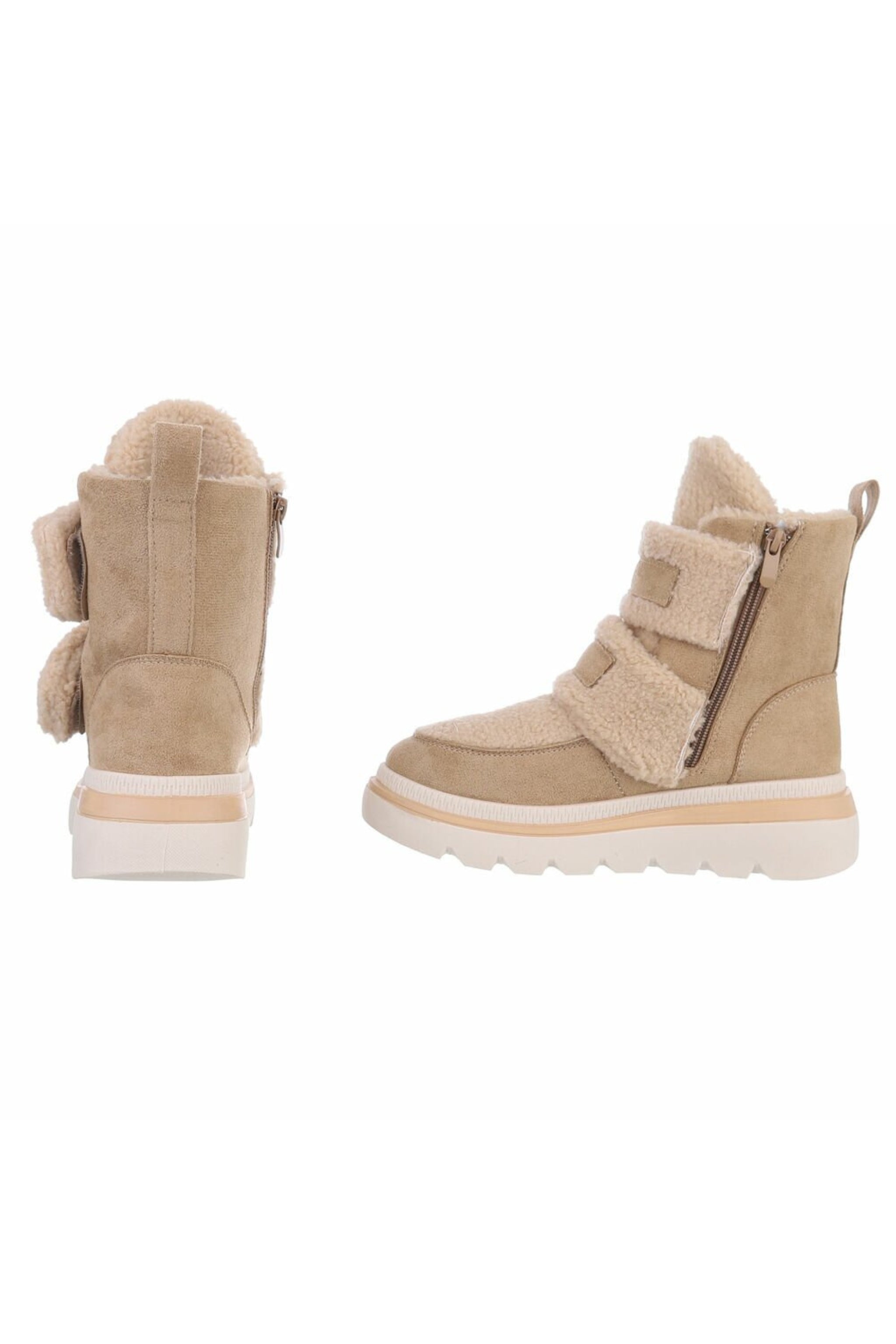 Teddy Stiefel mit Klett, beige