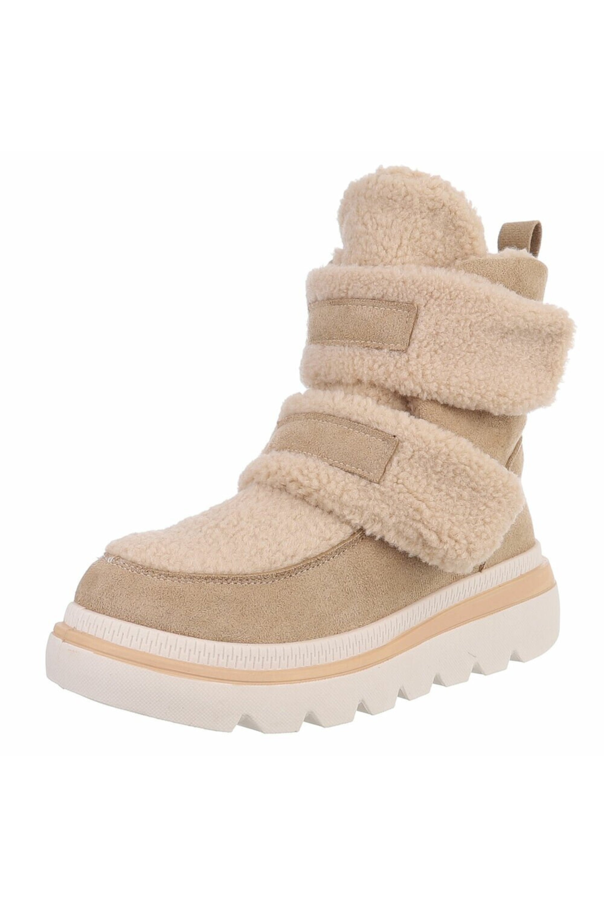 Teddy Stiefel mit Klett, beige
