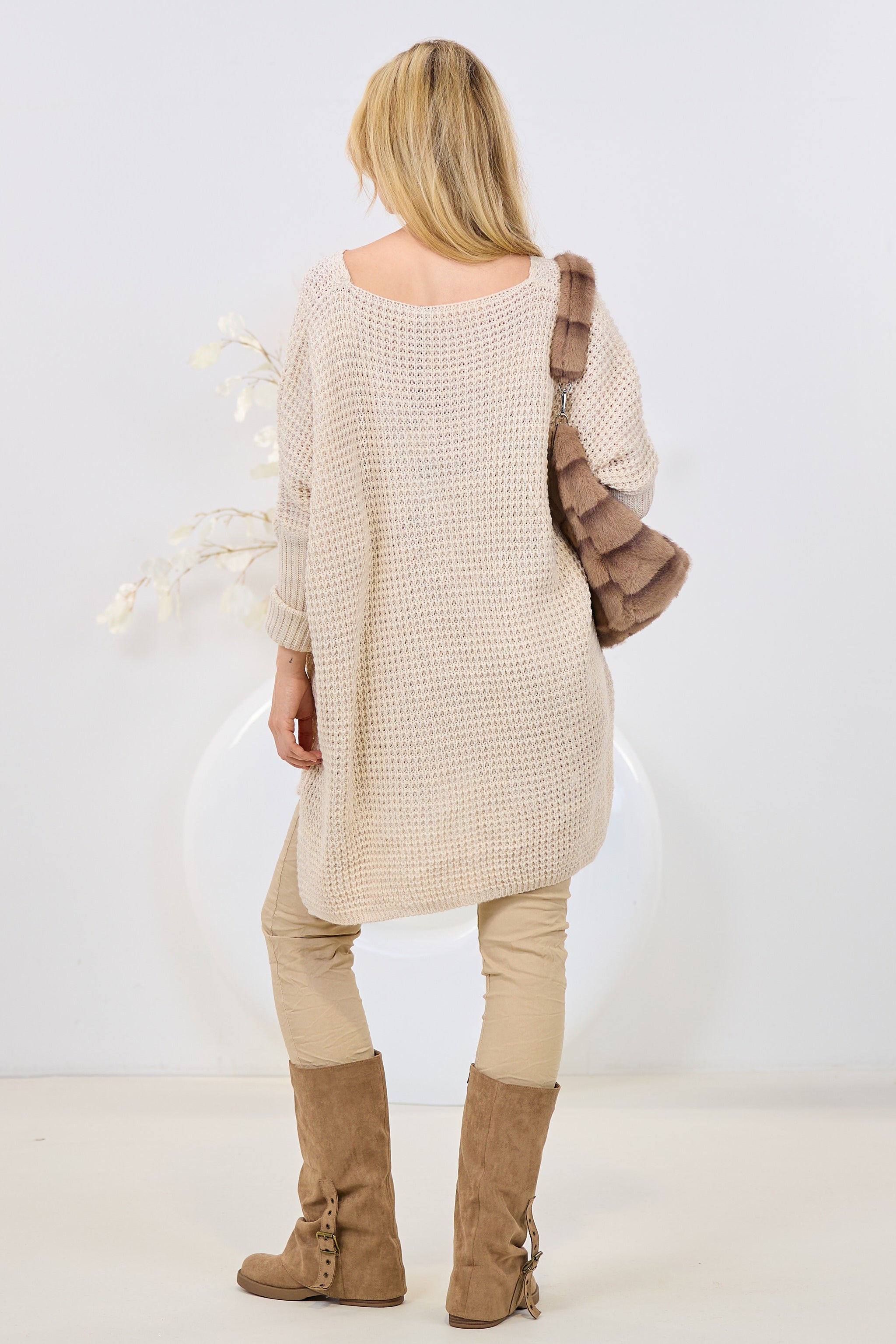 Pullover LOVE PARIS mit Patches, beige