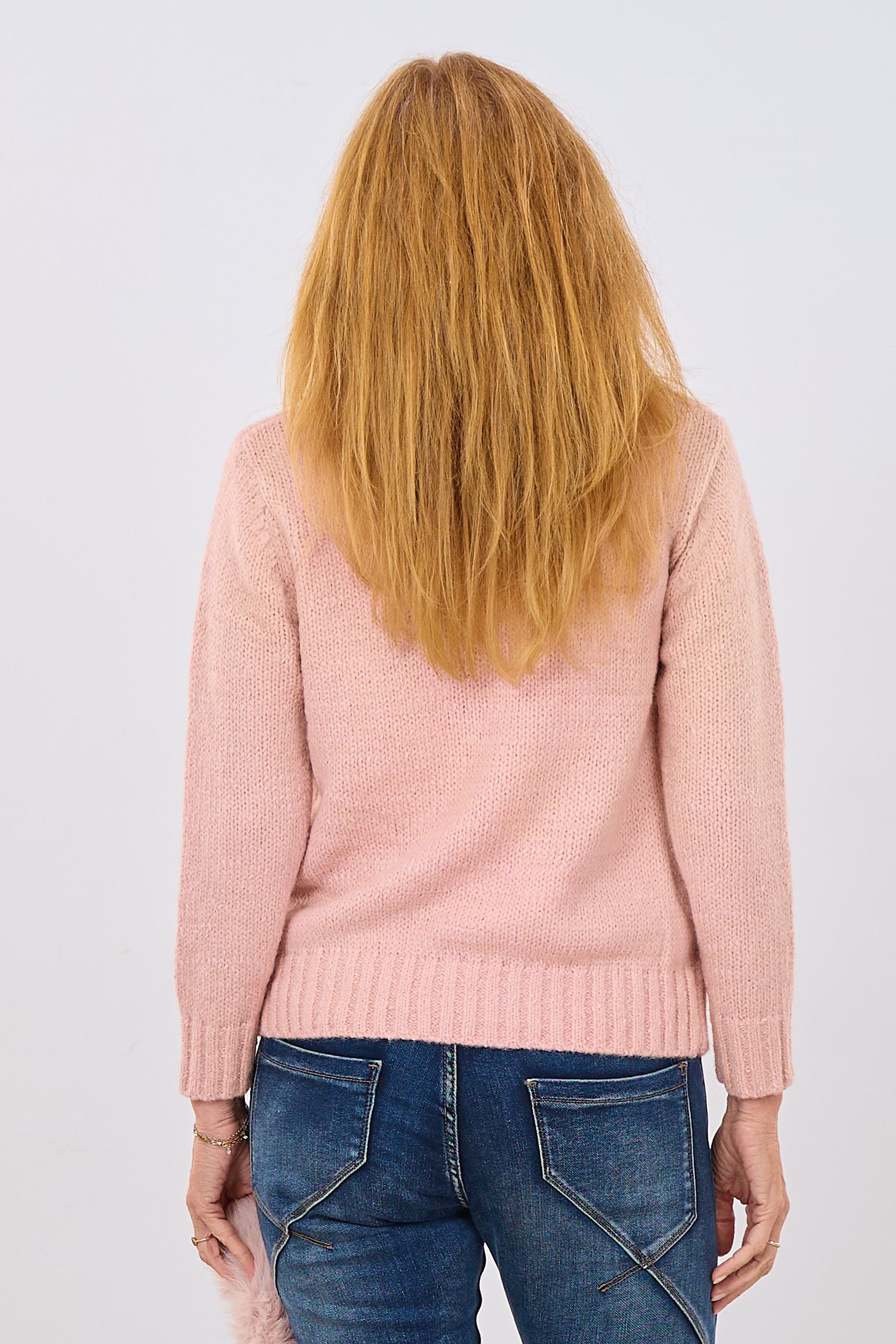 Strickjacke mit Pailletten, altrosa