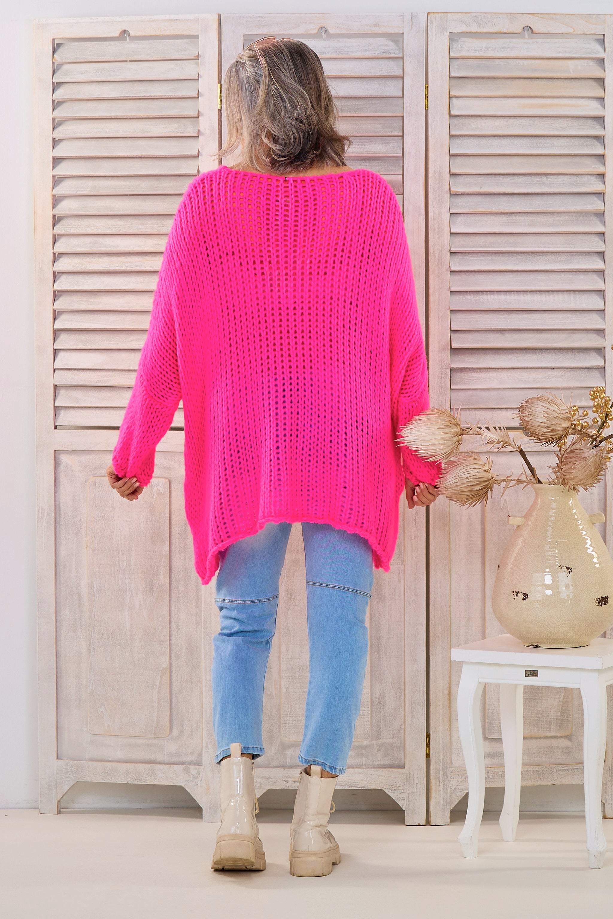 Oversized knit sweater with V-neck, see variants