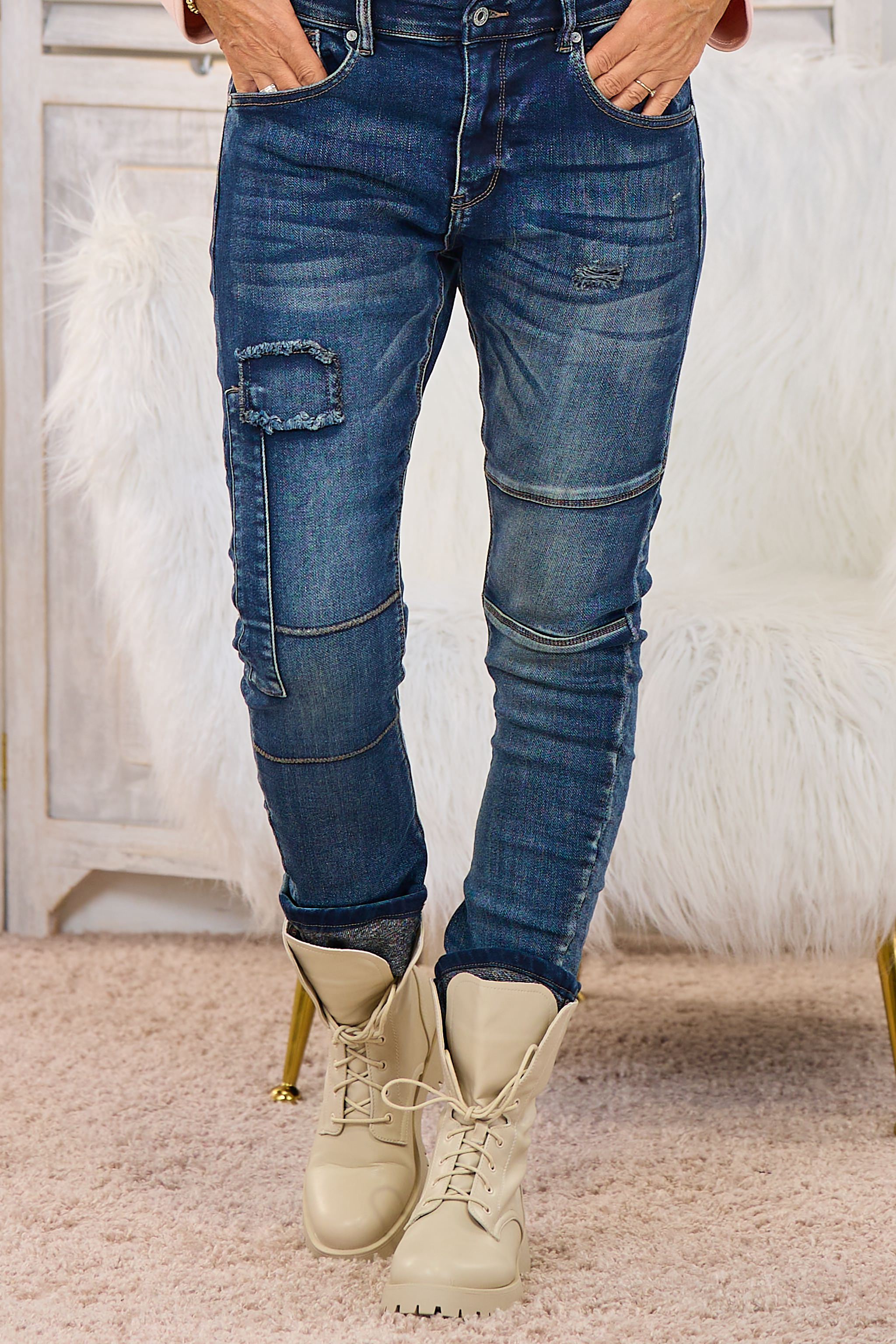 Coole Jeans mit Jeans-Patches, denim blue