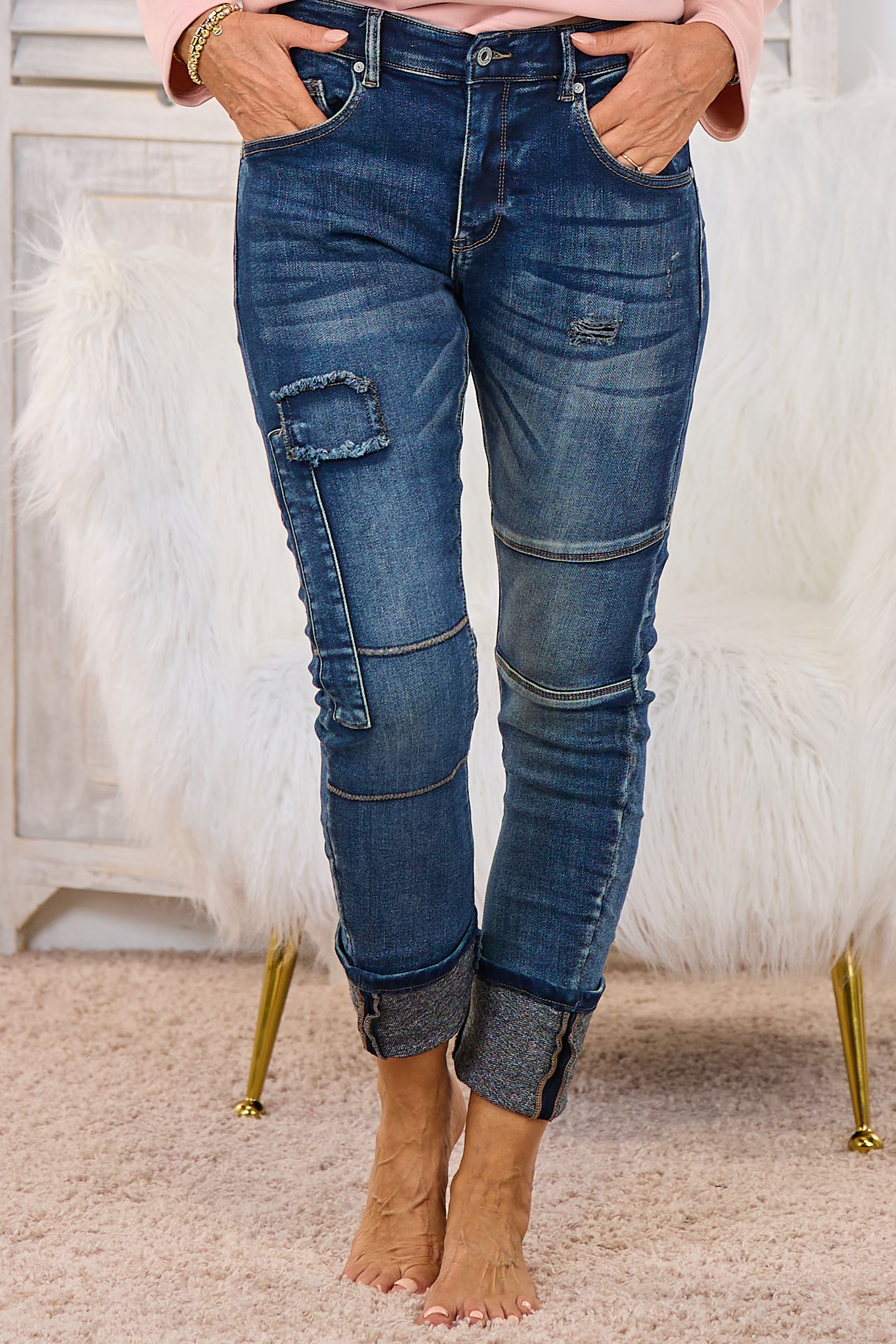 Coole Jeans mit Jeans-Patches, denim blue