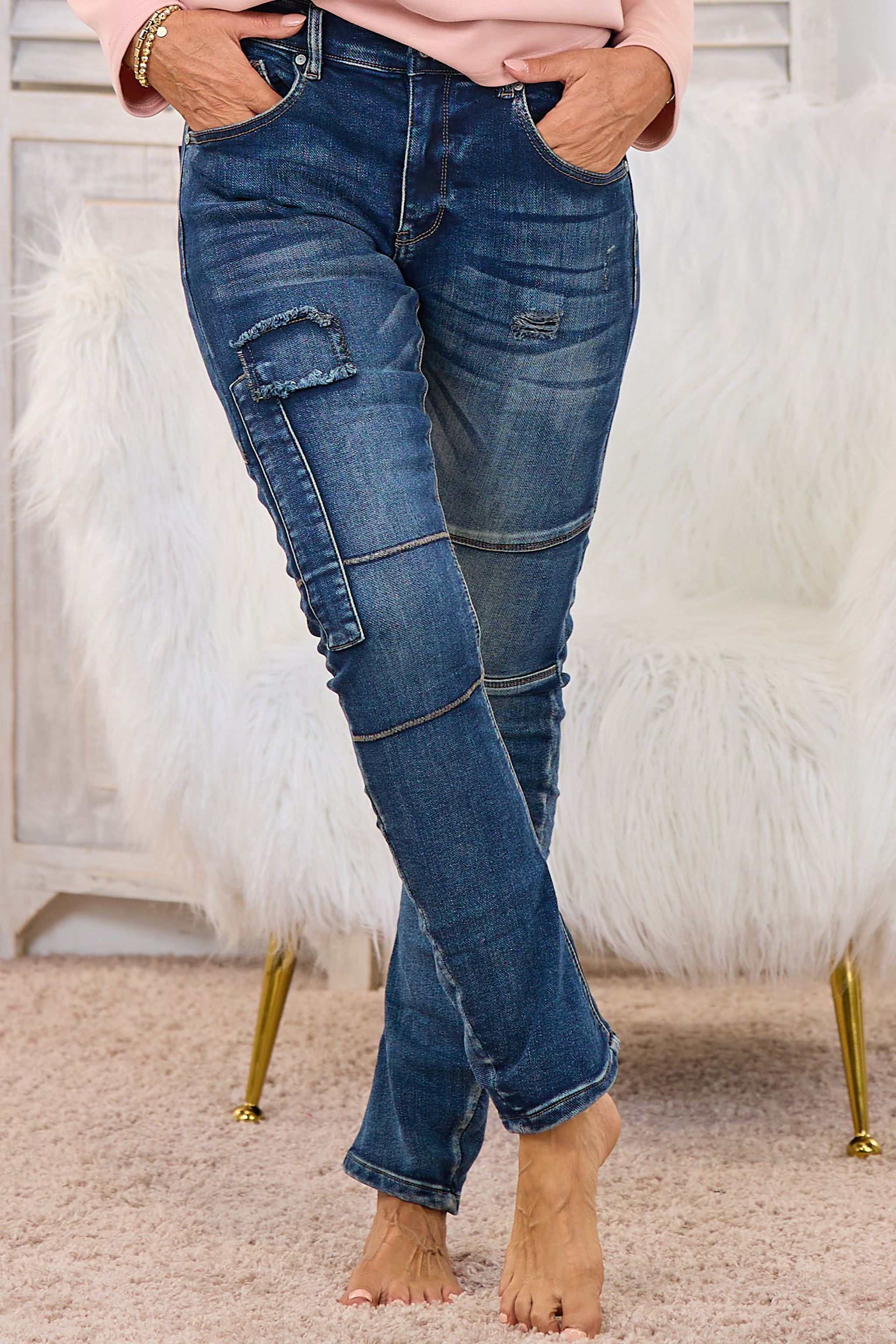 Coole Jeans mit Jeans-Patches, denim blue