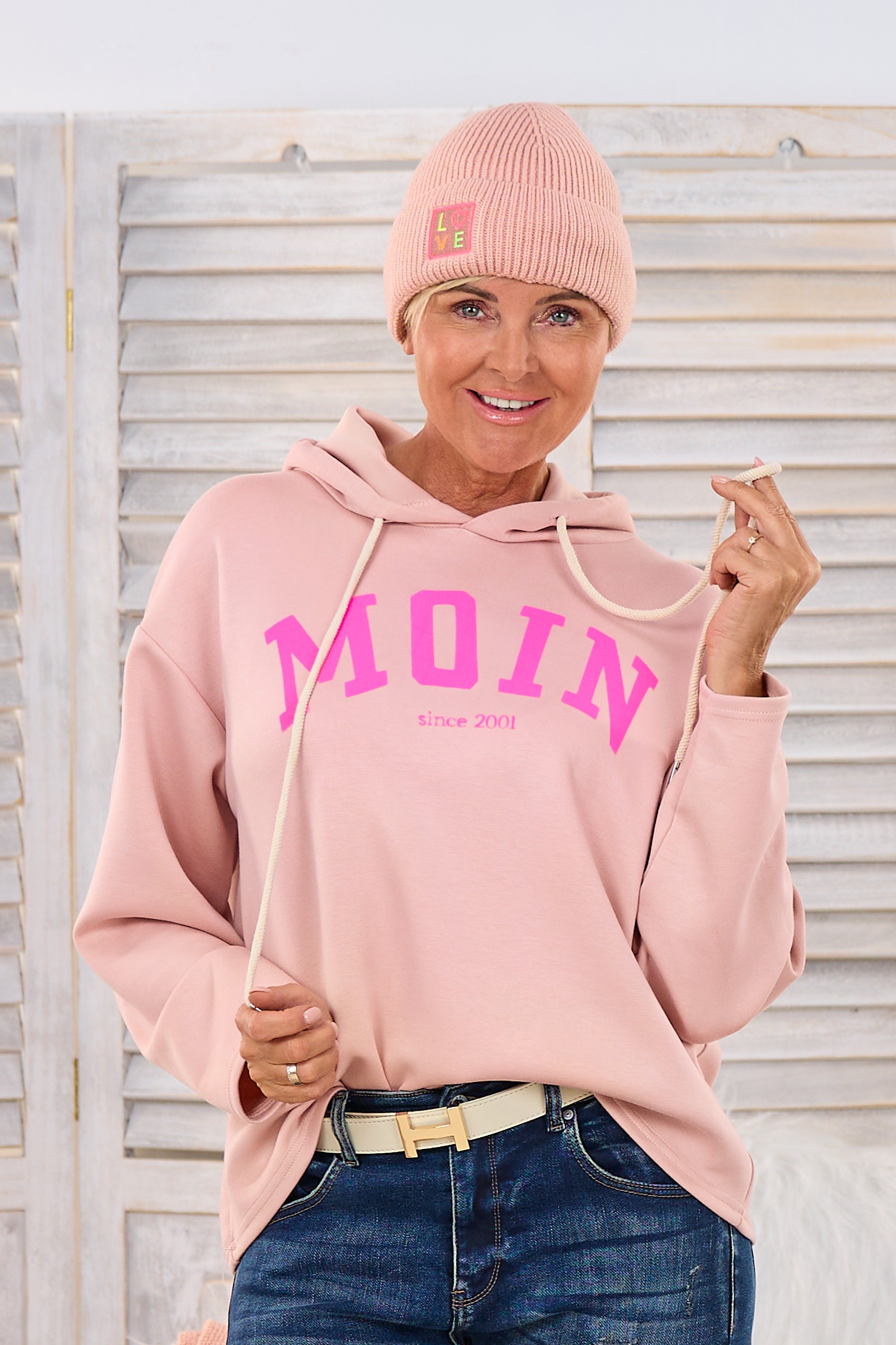 Cozy Hoodie MOIN, altrosa-neonpink