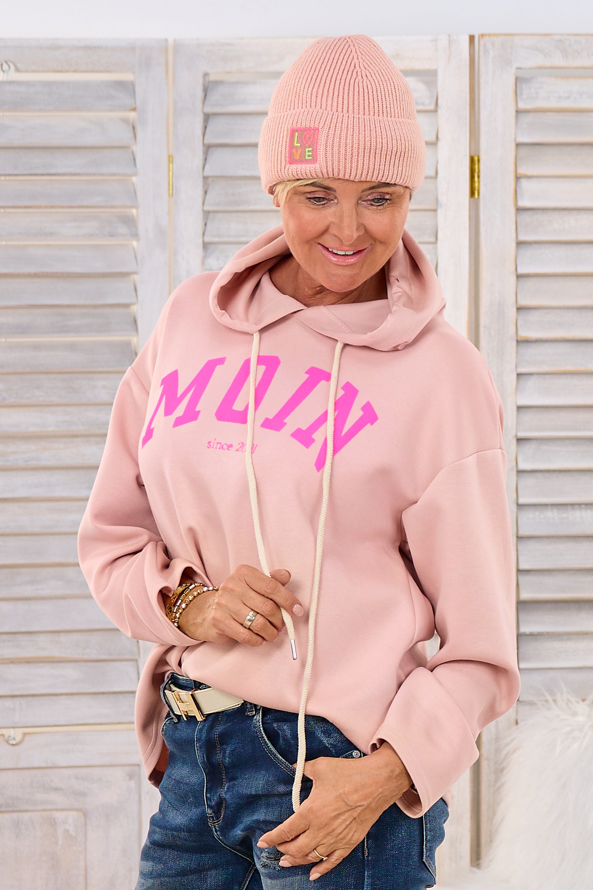 Cozy Hoodie MOIN, altrosa-neonpink