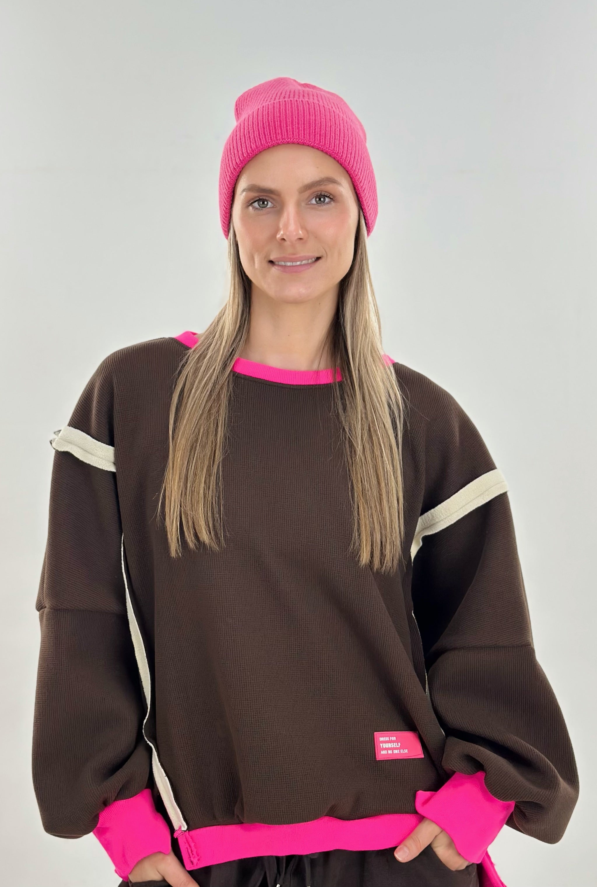 Mütze mit Umschlag, pink