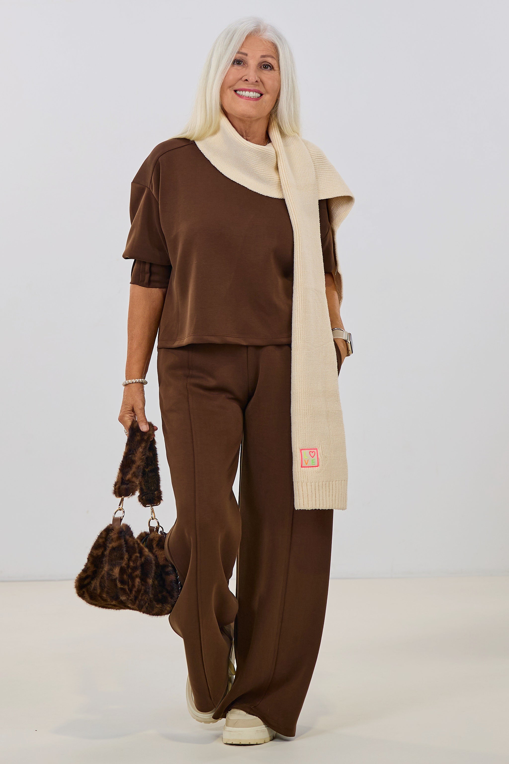 Cozy Basic Shirt mit 3/4 Arm, schoko