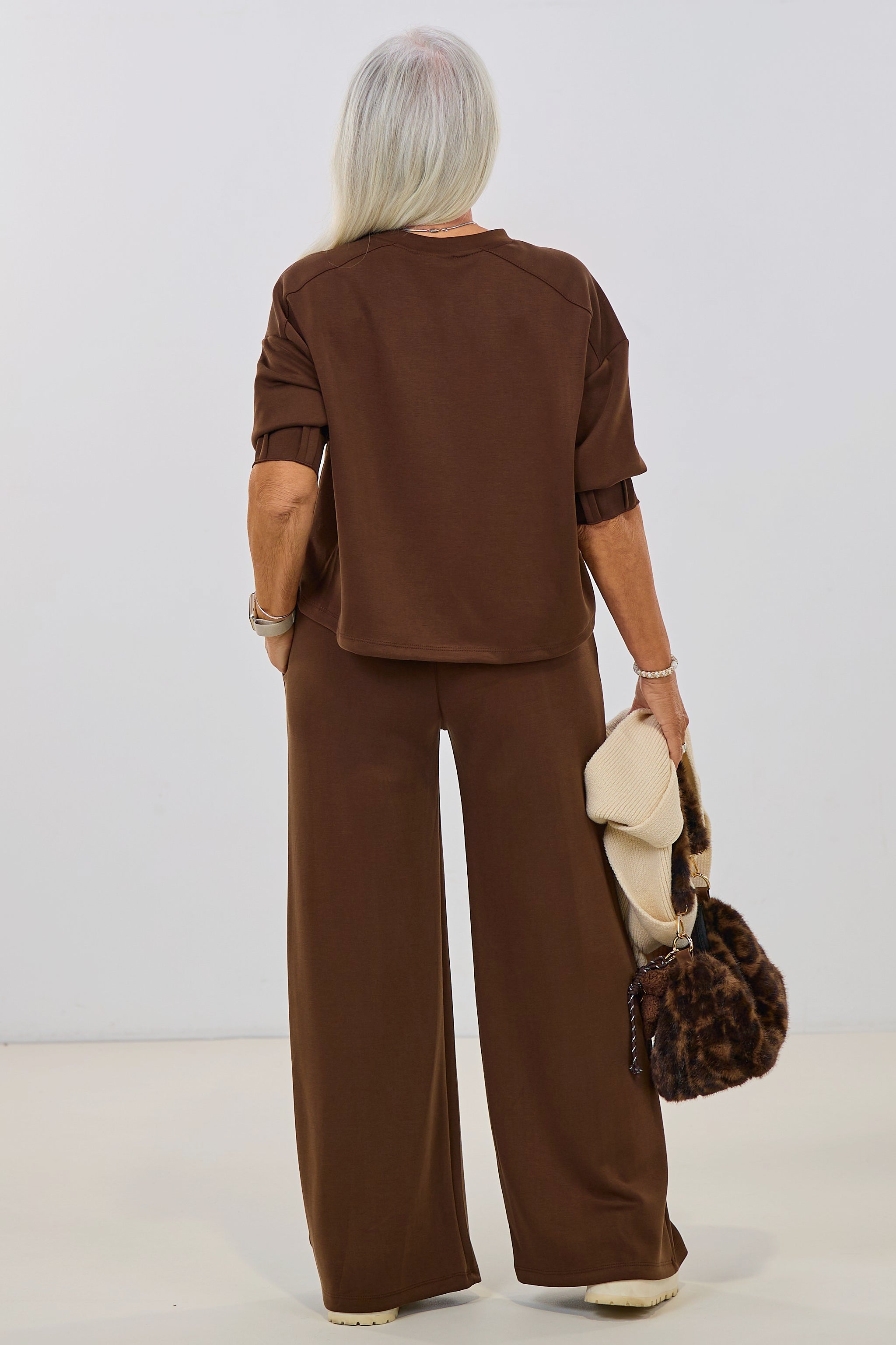 Cozy Basic Shirt mit 3/4 Arm, schoko