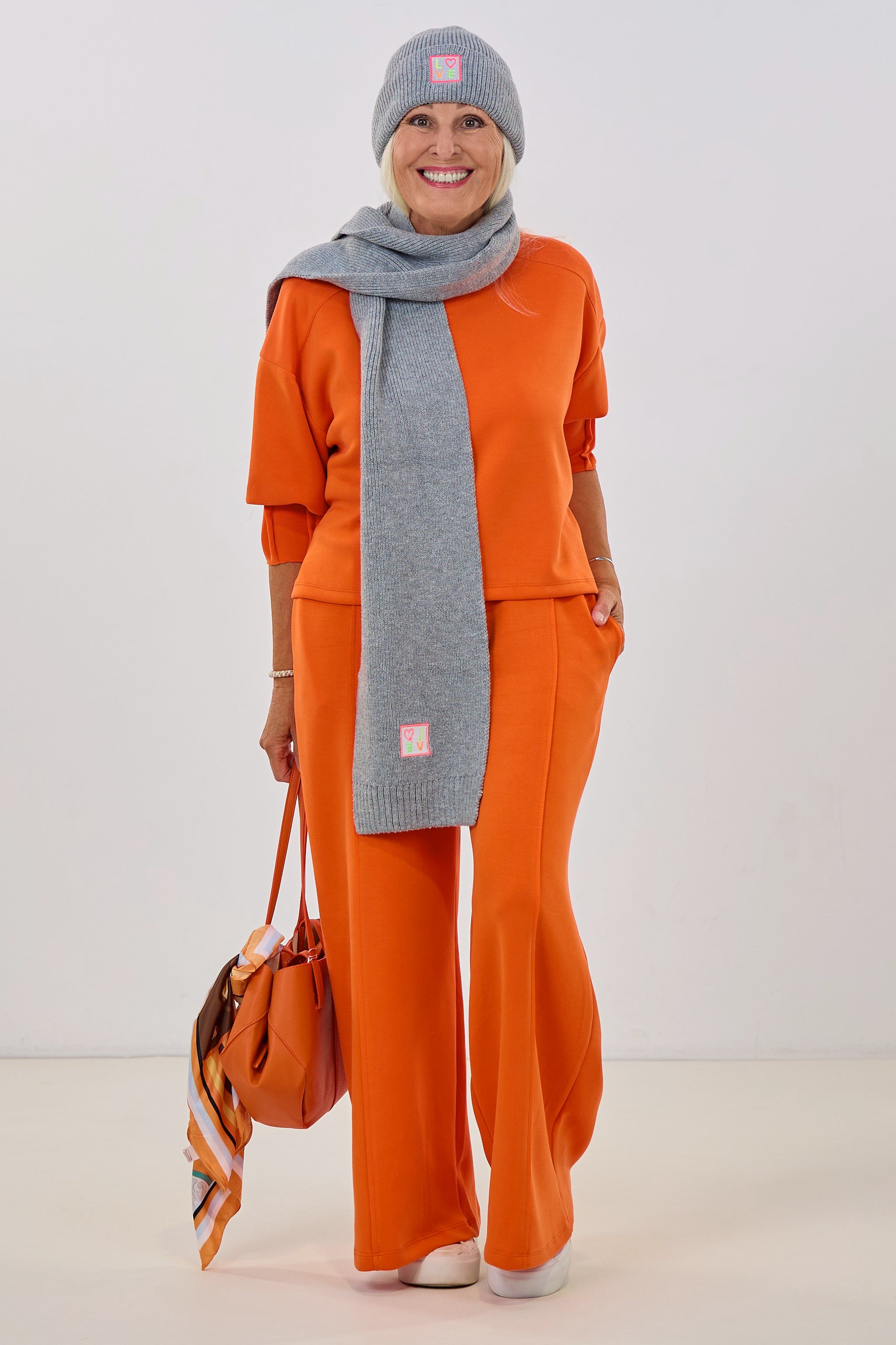 Cozy Basic Shirt mit 3/4 Arm, orange