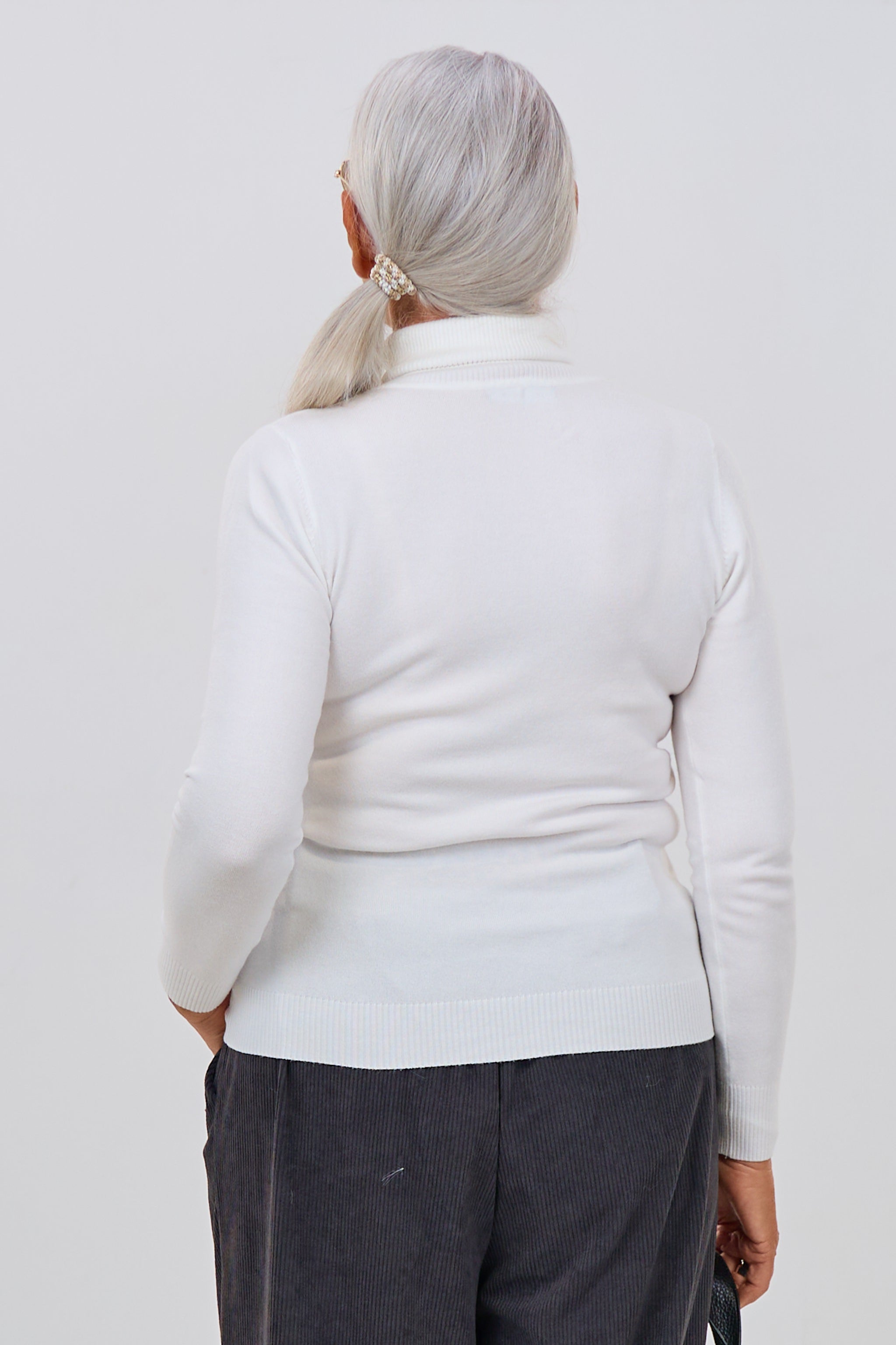 Rollkragen Pulli "Senorita", ecru/weiß
