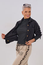 kurze Cord-Hemdjacke, anthrazit