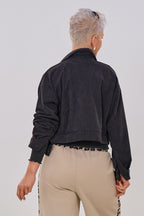 kurze Cord-Hemdjacke, anthrazit