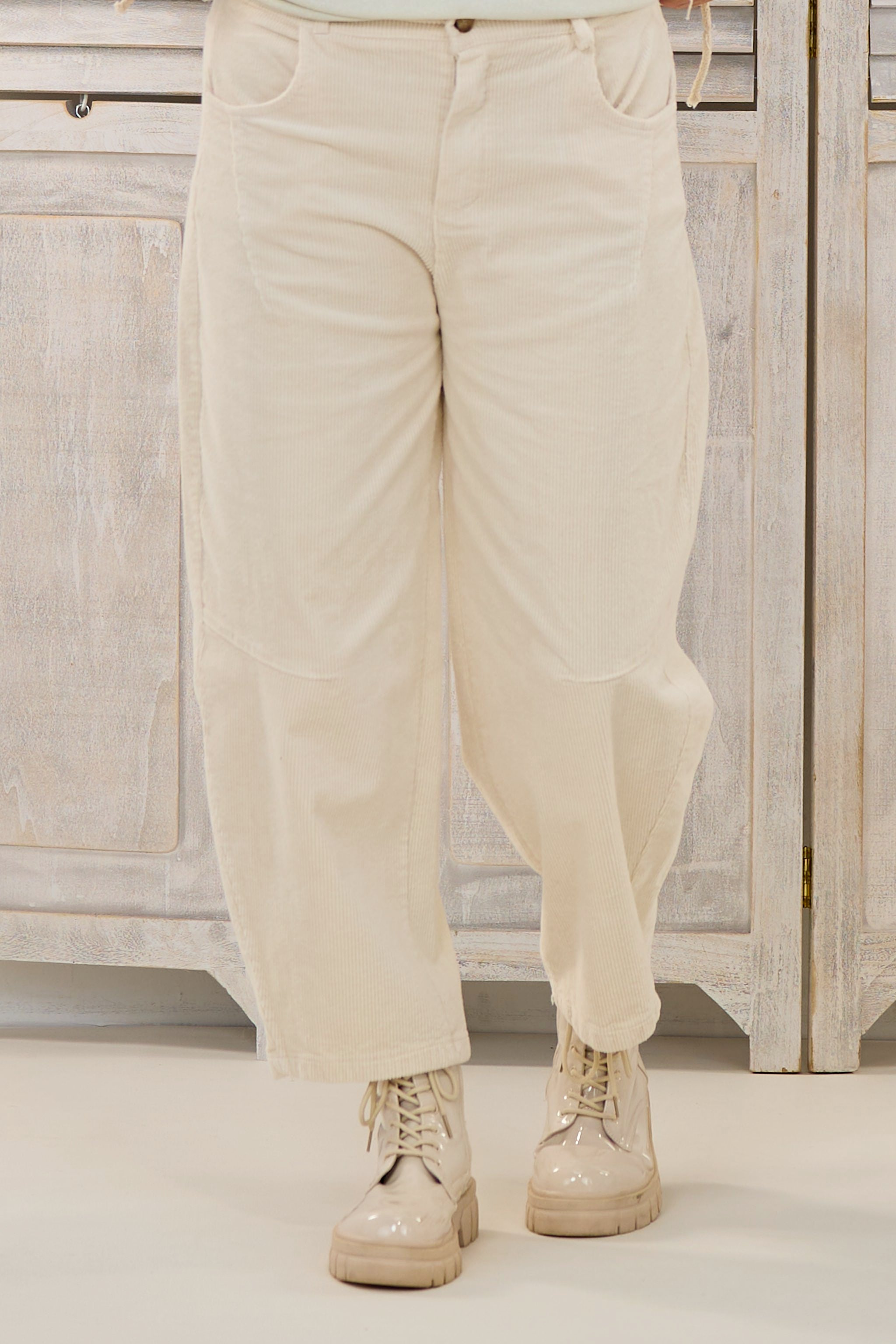 Cordhose im Balloon-Style, creme