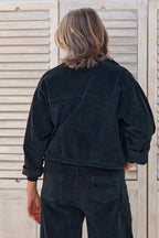 kurze Cordjacke, schwarz