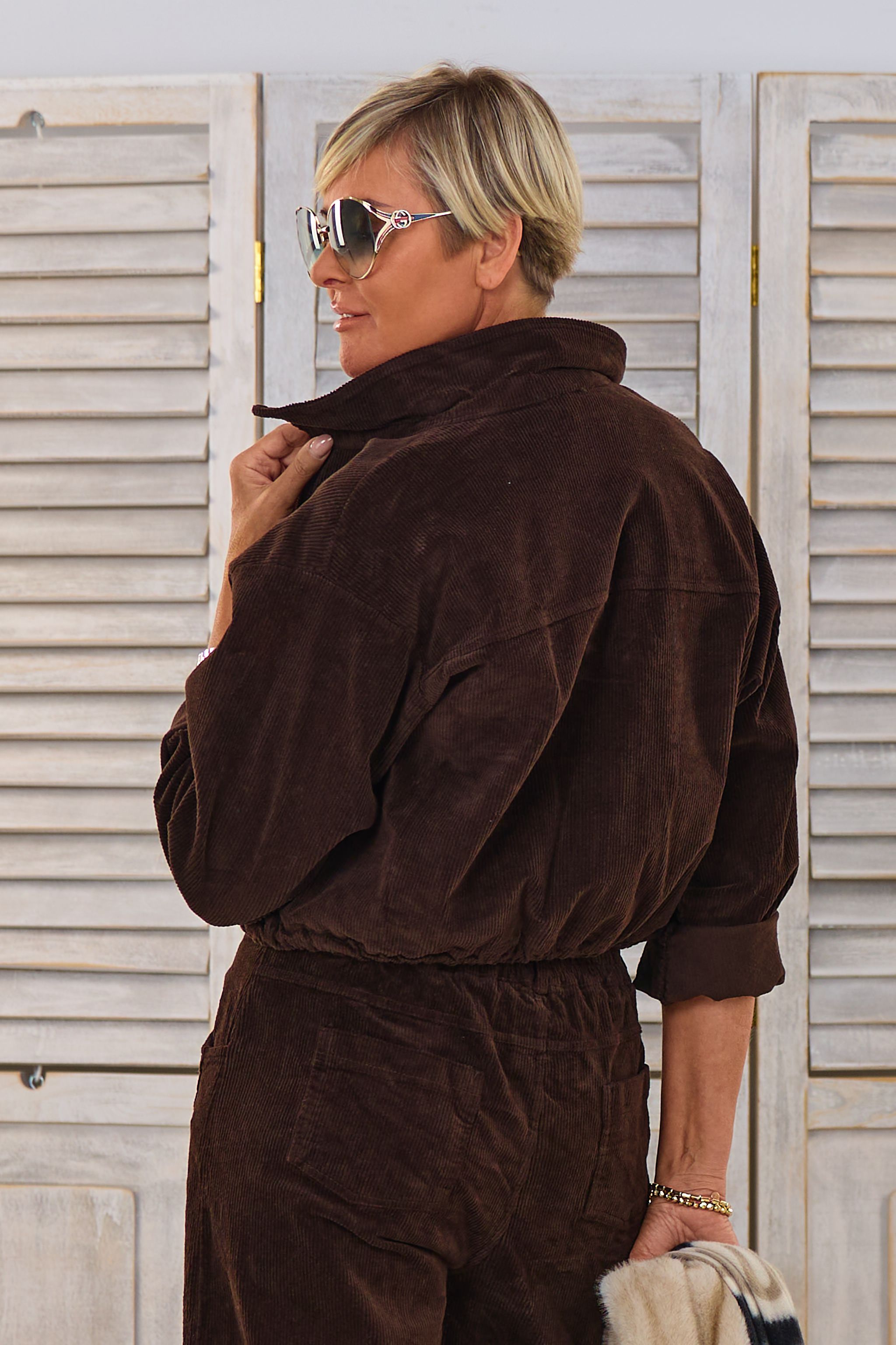 kurze Cordjacke, braun