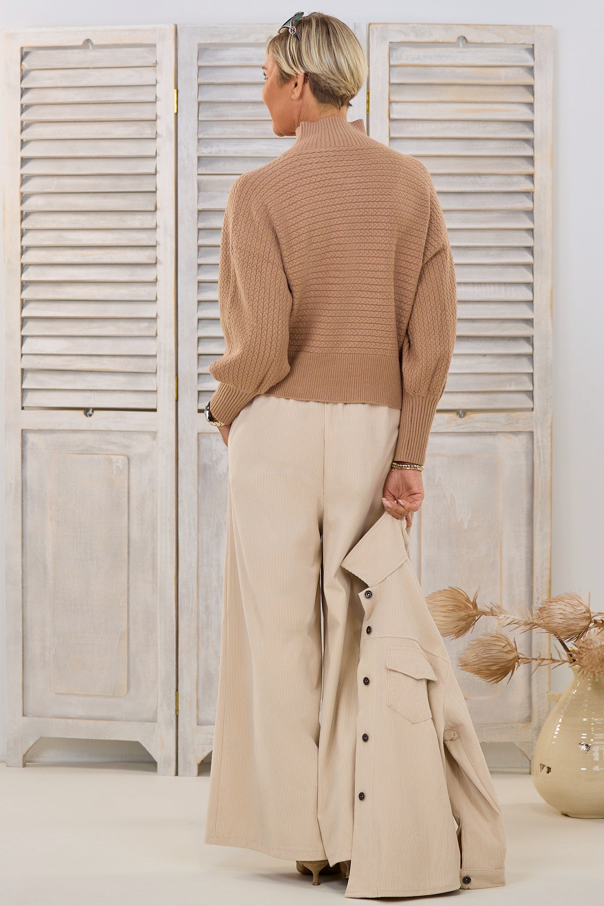 Cordhose super weiten Beinen, creme