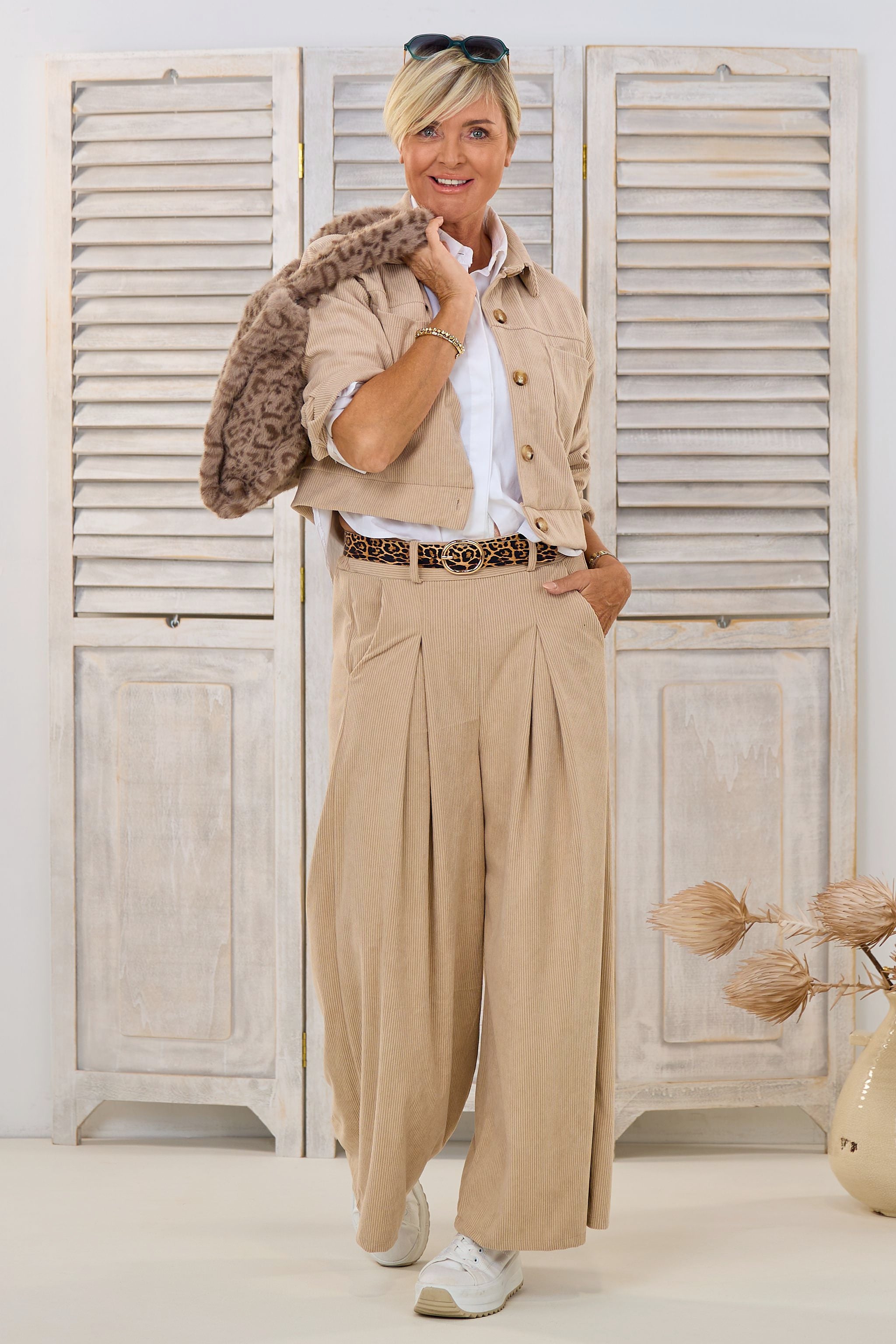 Cordhose super weiten Beinen, beige