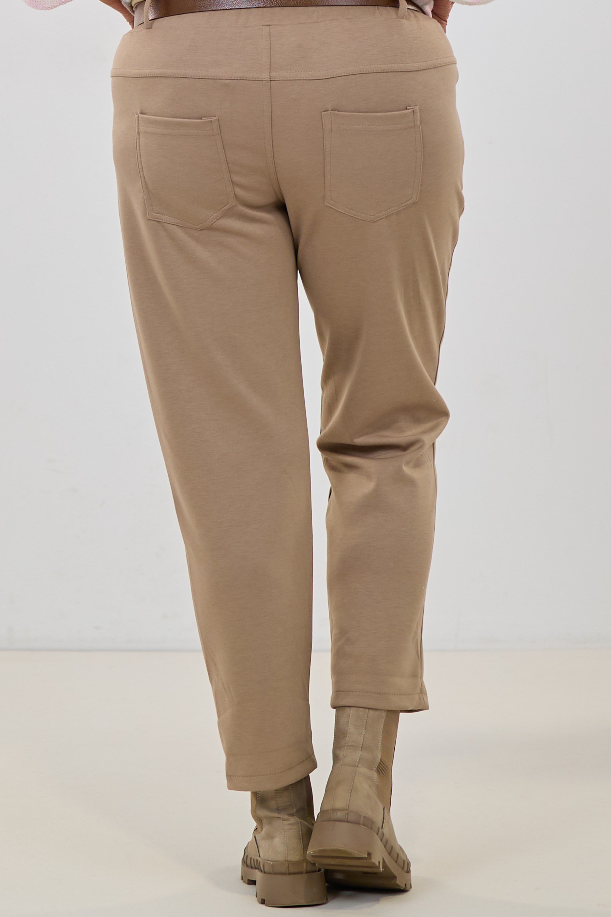 Cozy Hose mit Gürtel, taupe