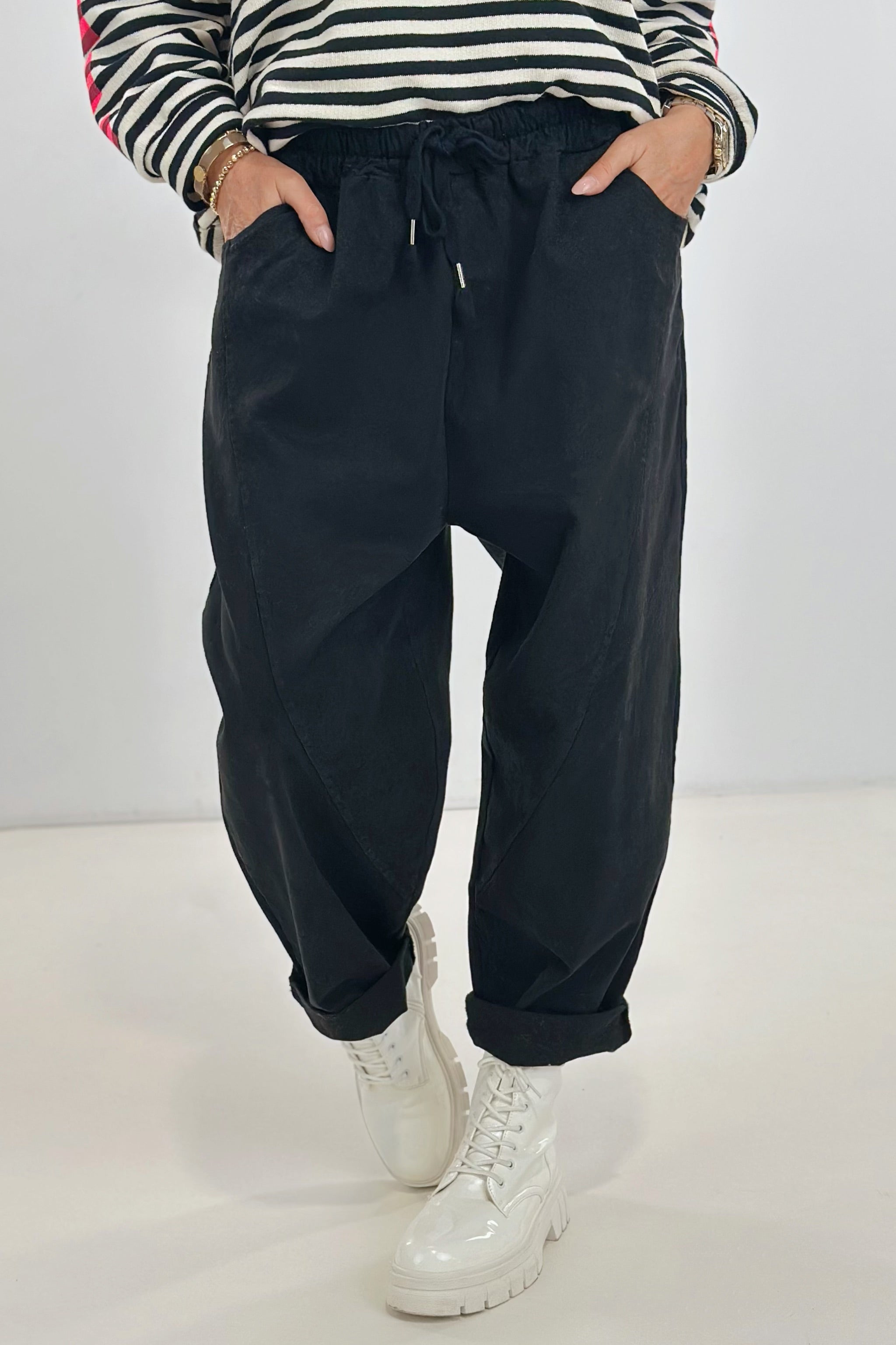 Herbstliche Balloon-Style-Hose, schwarz