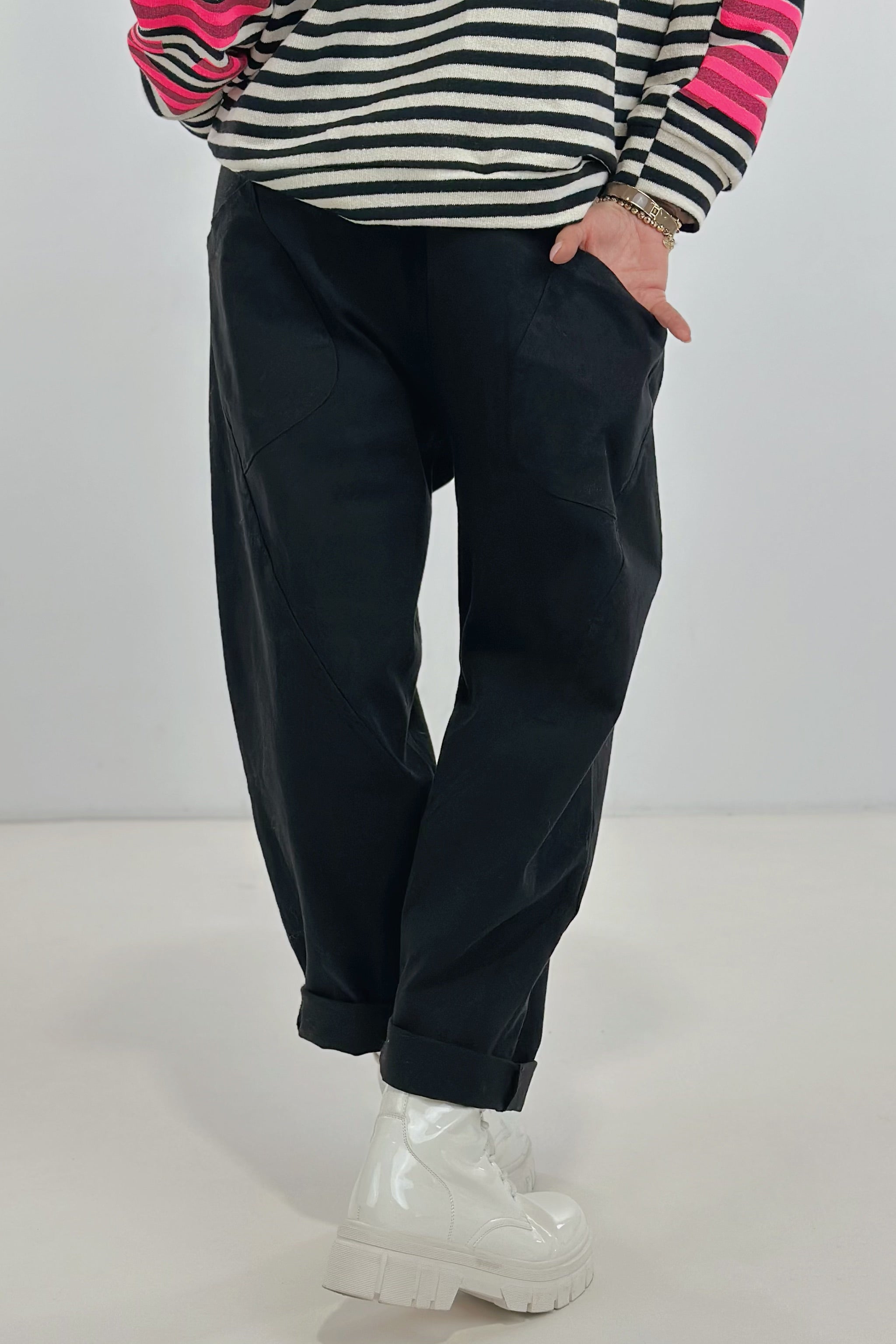 Herbstliche Balloon-Style-Hose, schwarz