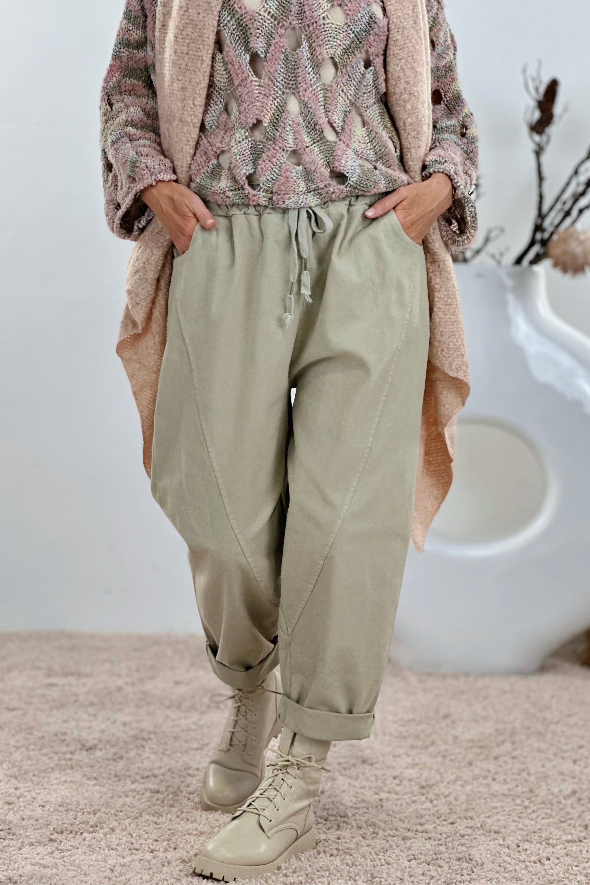 Herbstliche Balloon-Style-Hose, beige