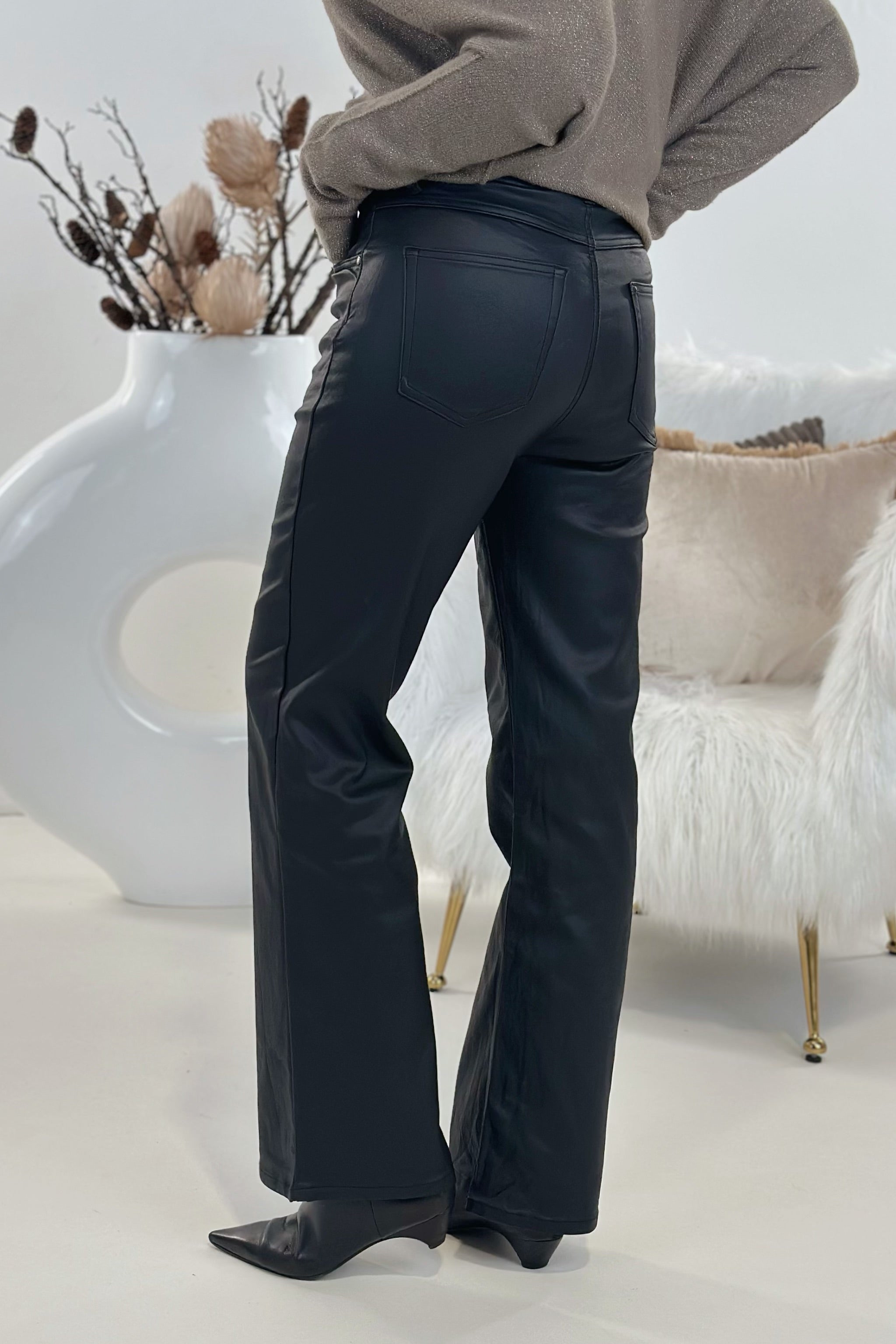 Five-Pocket Jeans, schwarz-beschichtet