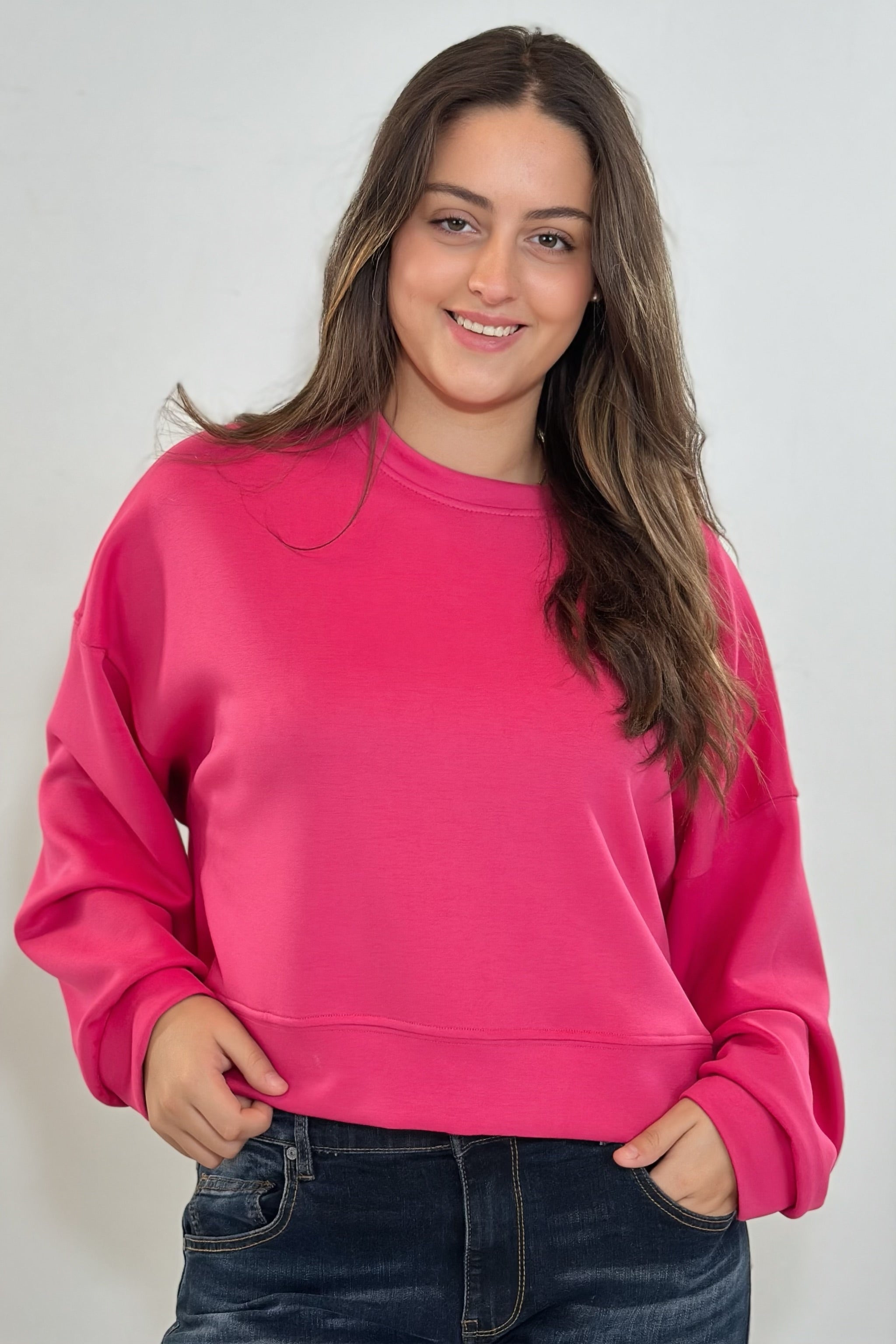 kurzes Cozy-Sweatshirt, uni pink