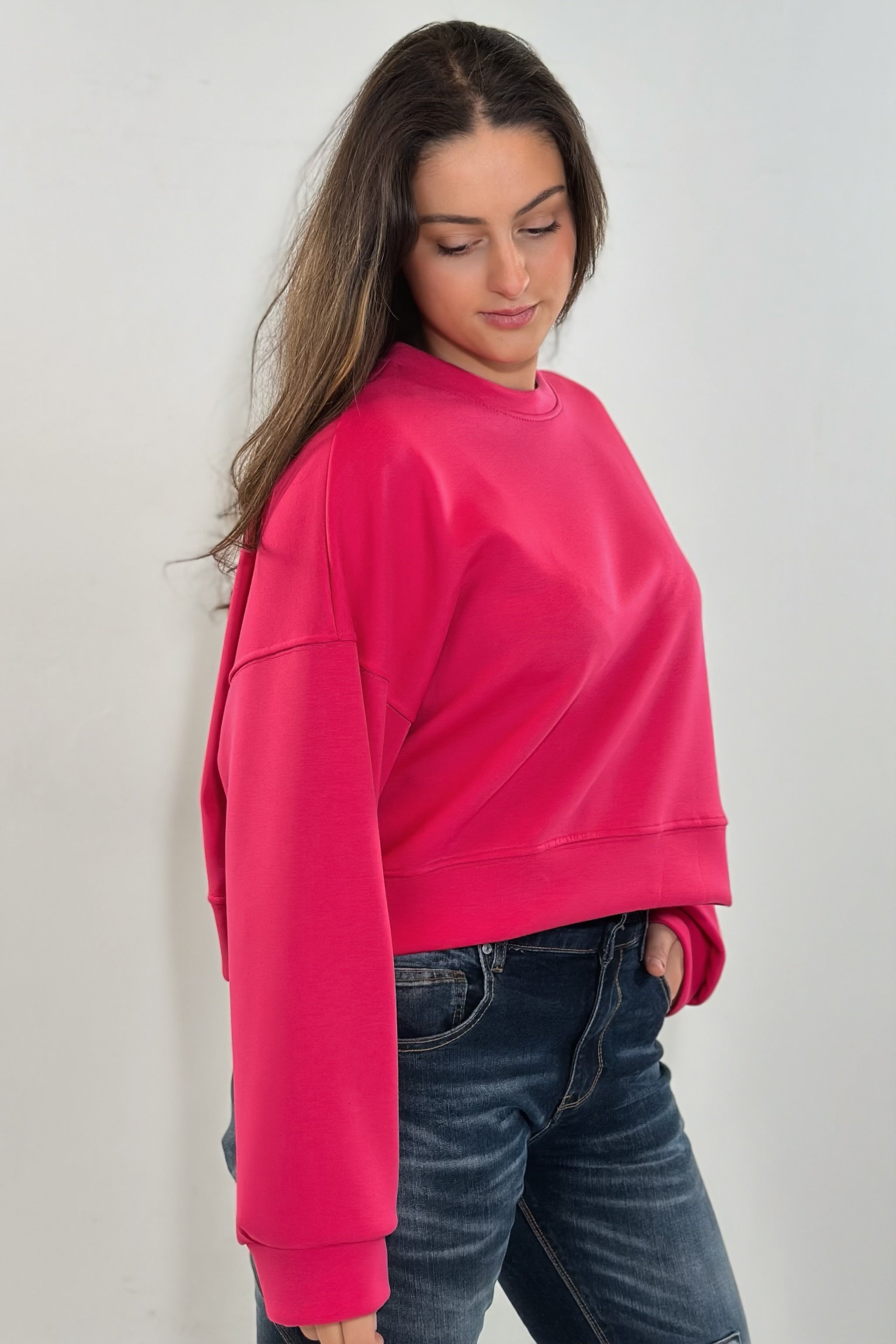 kurzes Cozy-Sweatshirt, uni pink