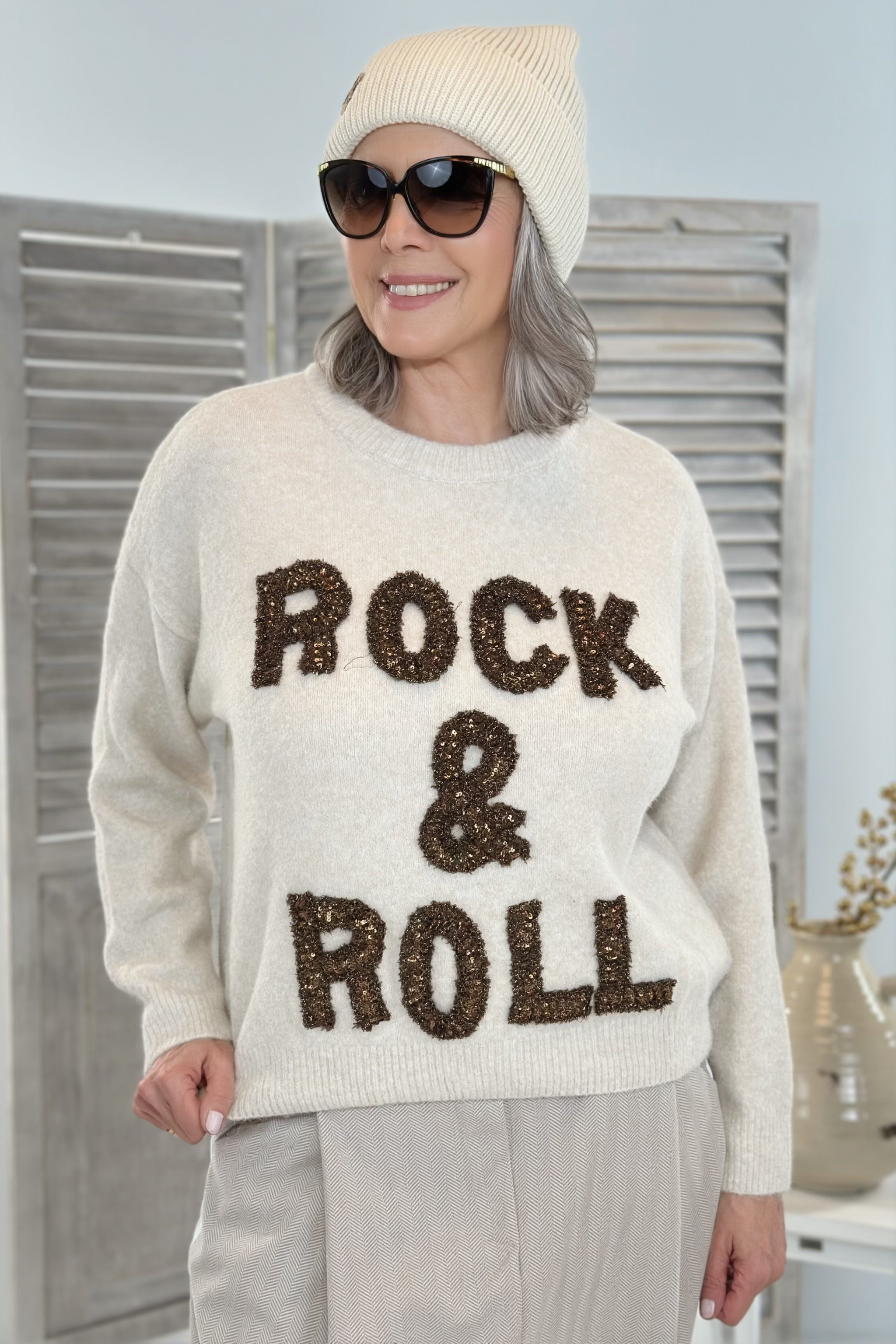 Strickpulli ROCK & ROLL, beige