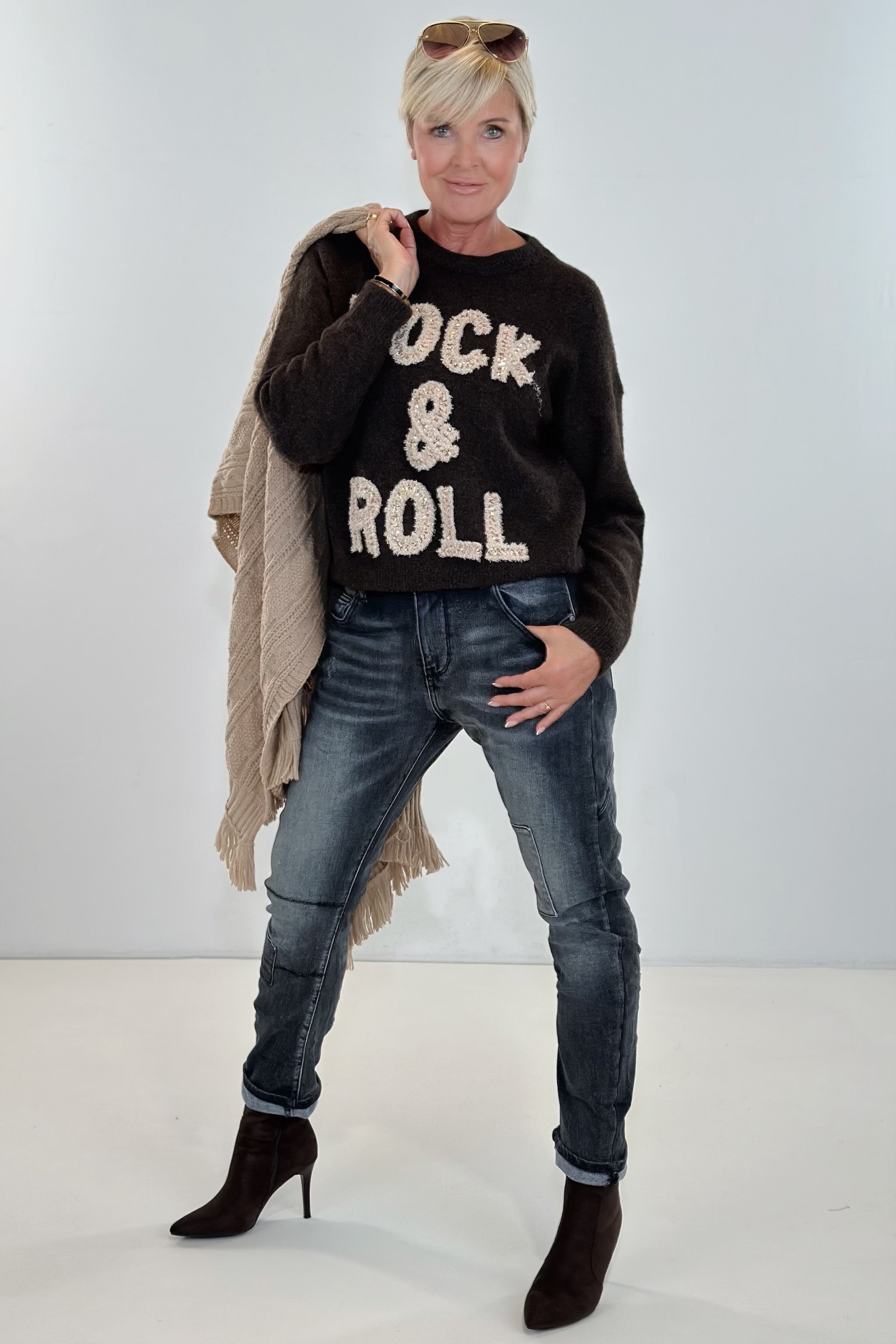 Strickpulli ROCK & ROLL, dunkelbraun