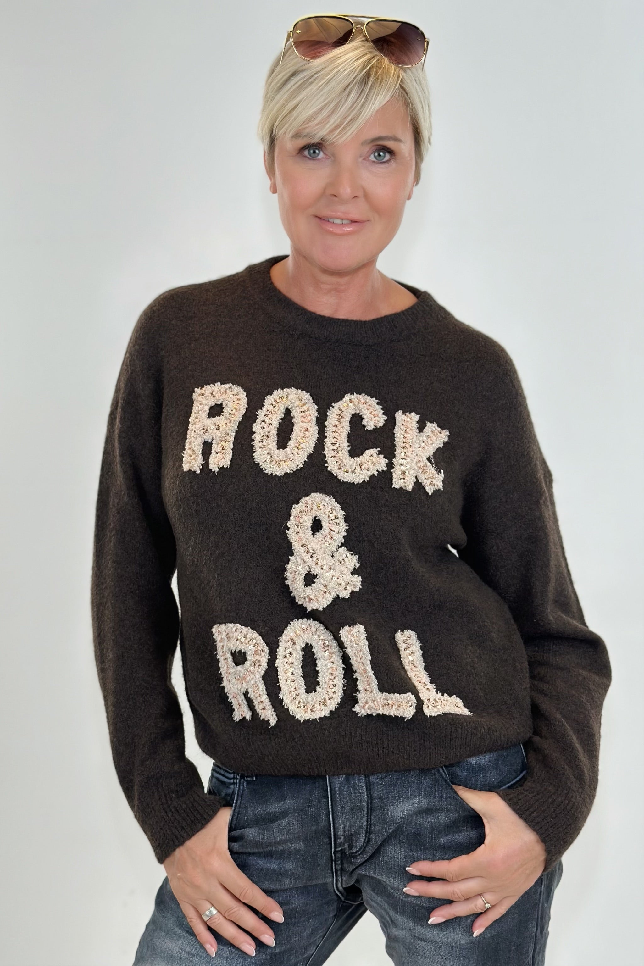 Strickpulli ROCK & ROLL, dunkelbraun