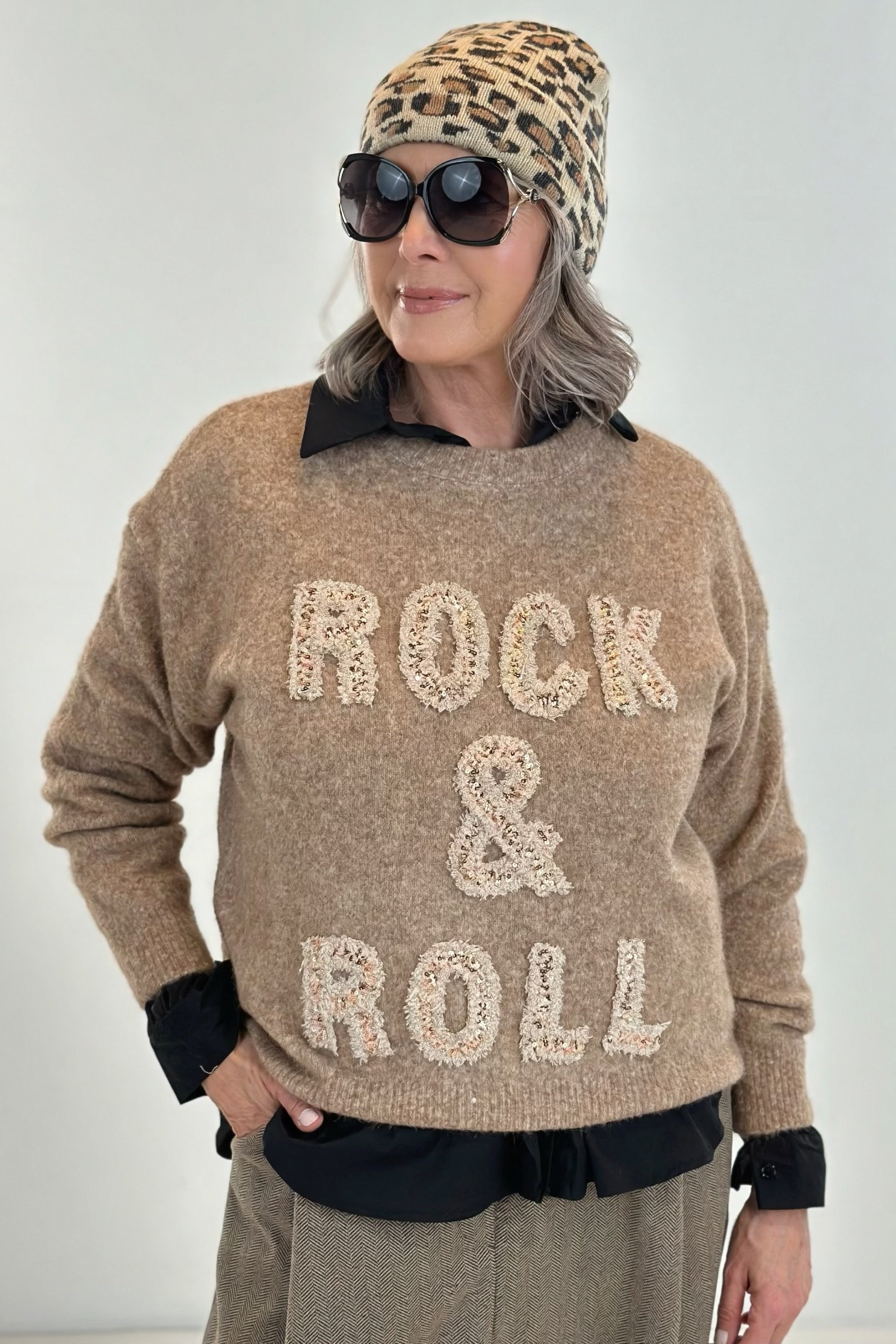 Strickpulli ROCK & ROLL, camel
