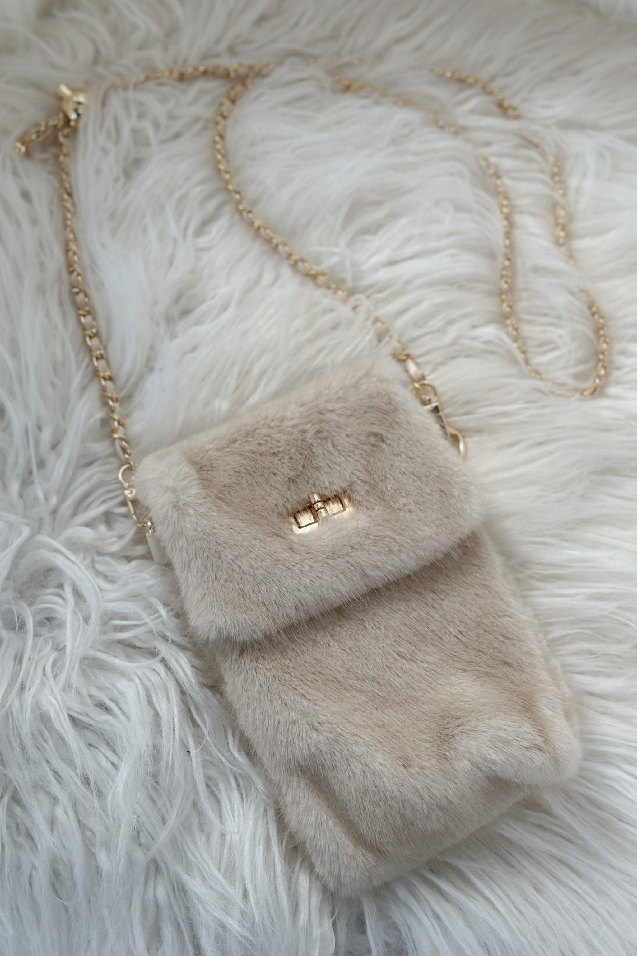 Kleine Felltasche, beige