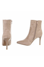 High-Heel Stiefelette in Wildlederoptik, beige