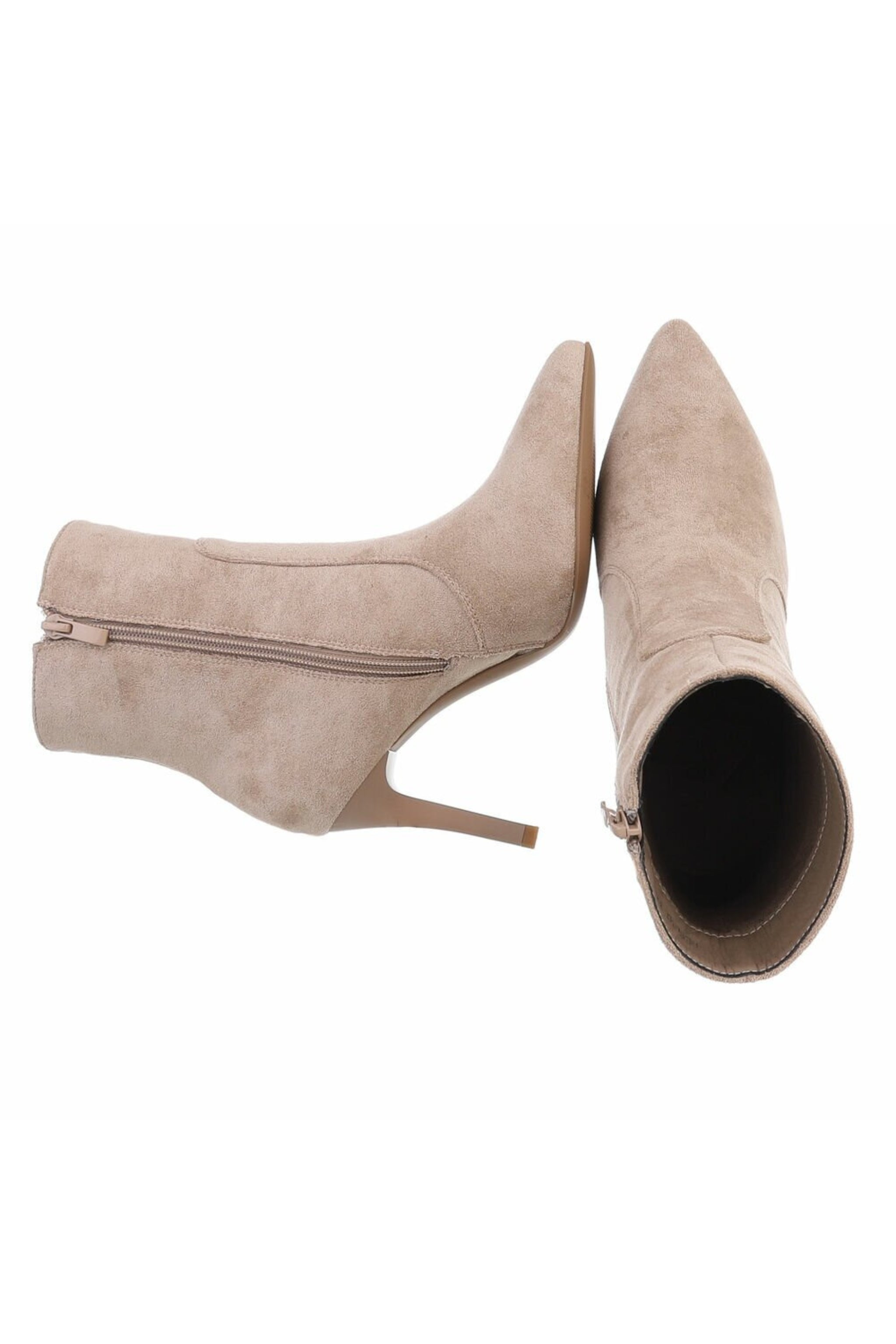High-Heel Stiefelette in Wildlederoptik, beige
