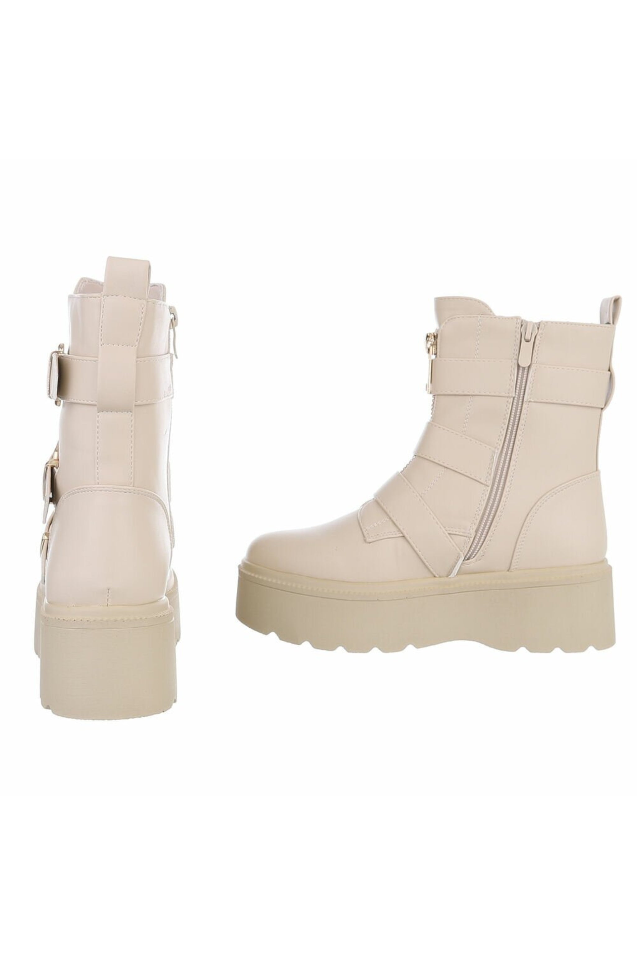 Boots mit Schnallen, beige