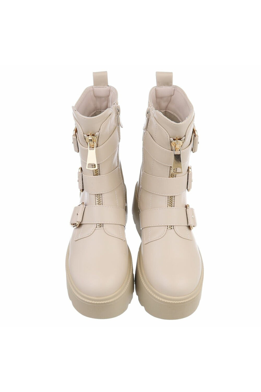 Boots mit Schnallen, beige