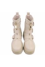 Boots mit Schnallen, beige