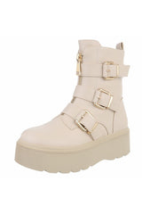 Boots mit Schnallen, beige