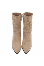 Stiefelette in Wildlederoptik mit Absatz, beige