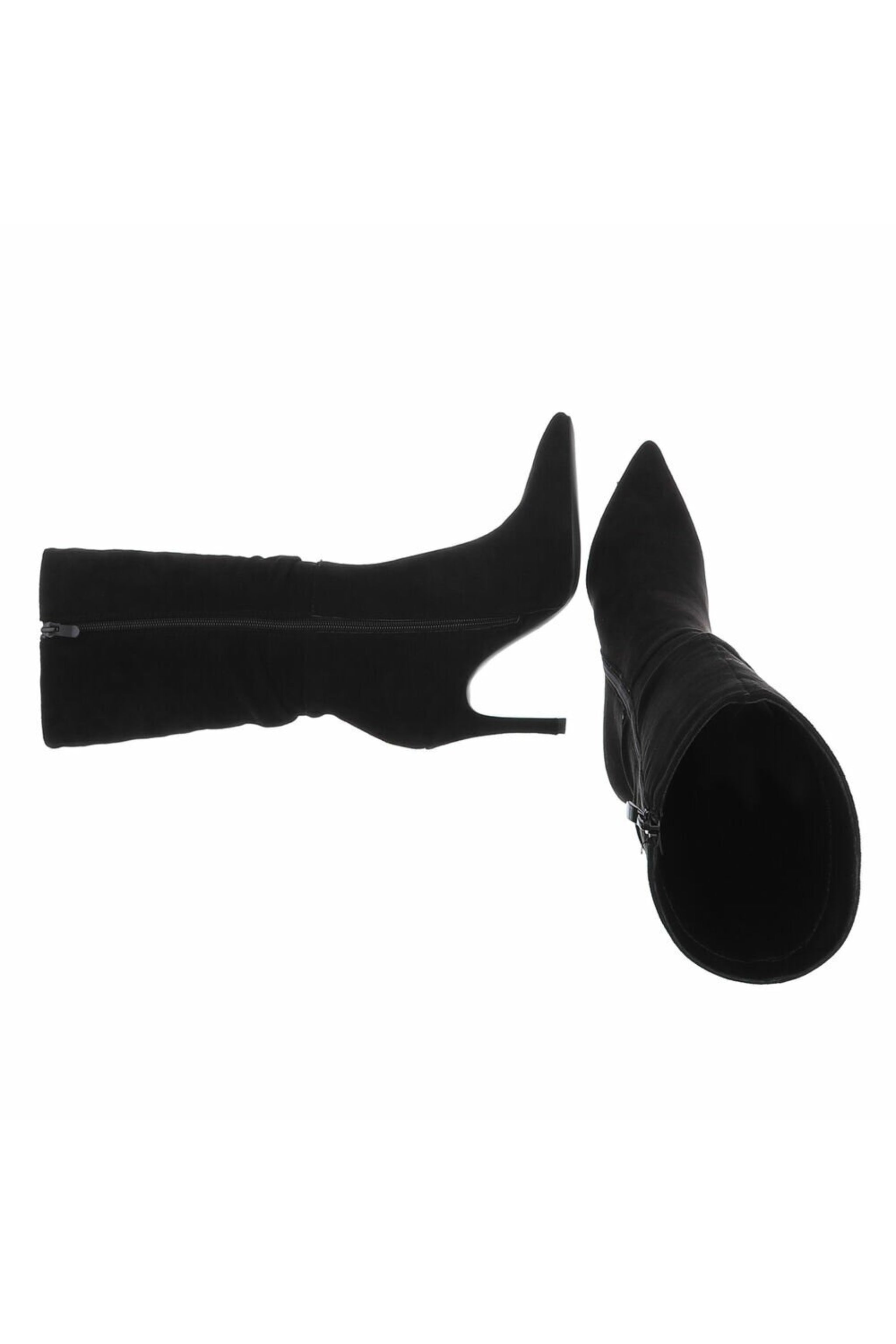 High-Heel Stiefel in Wildlederoptik, schwarz