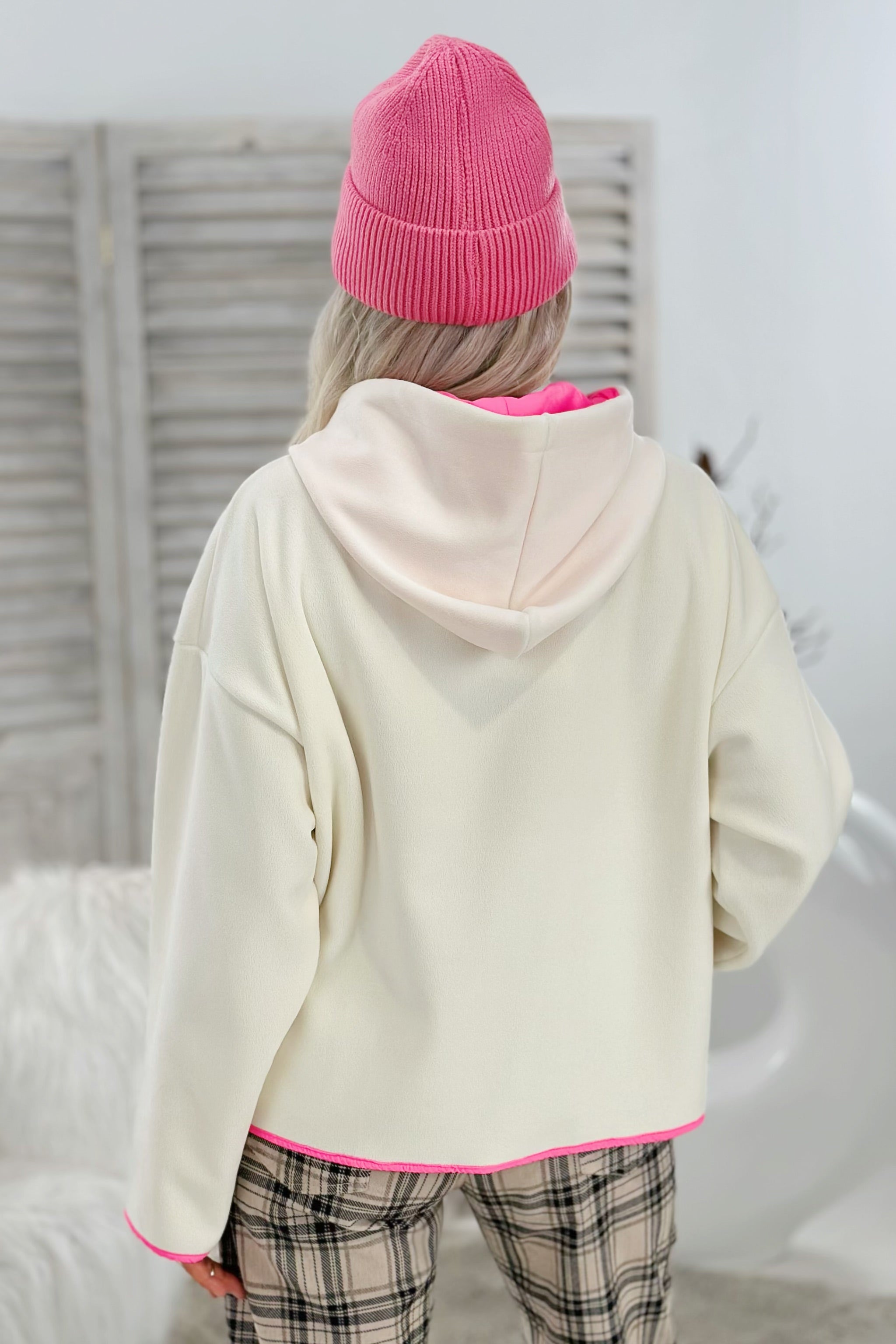Hoodie Kapuze in pink, ecru-neonpink
